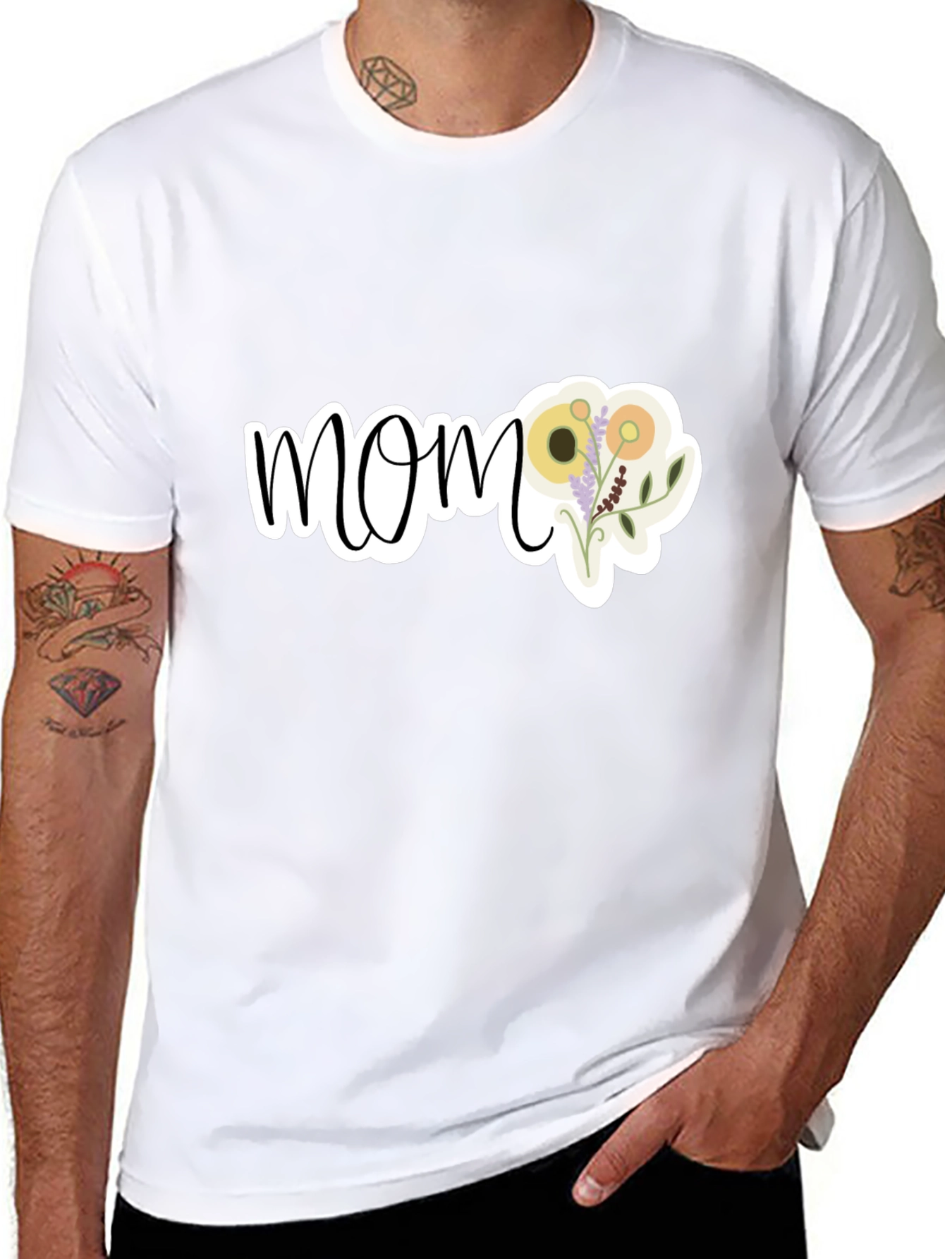 Floral Mom Graphic T-Shirt - Black