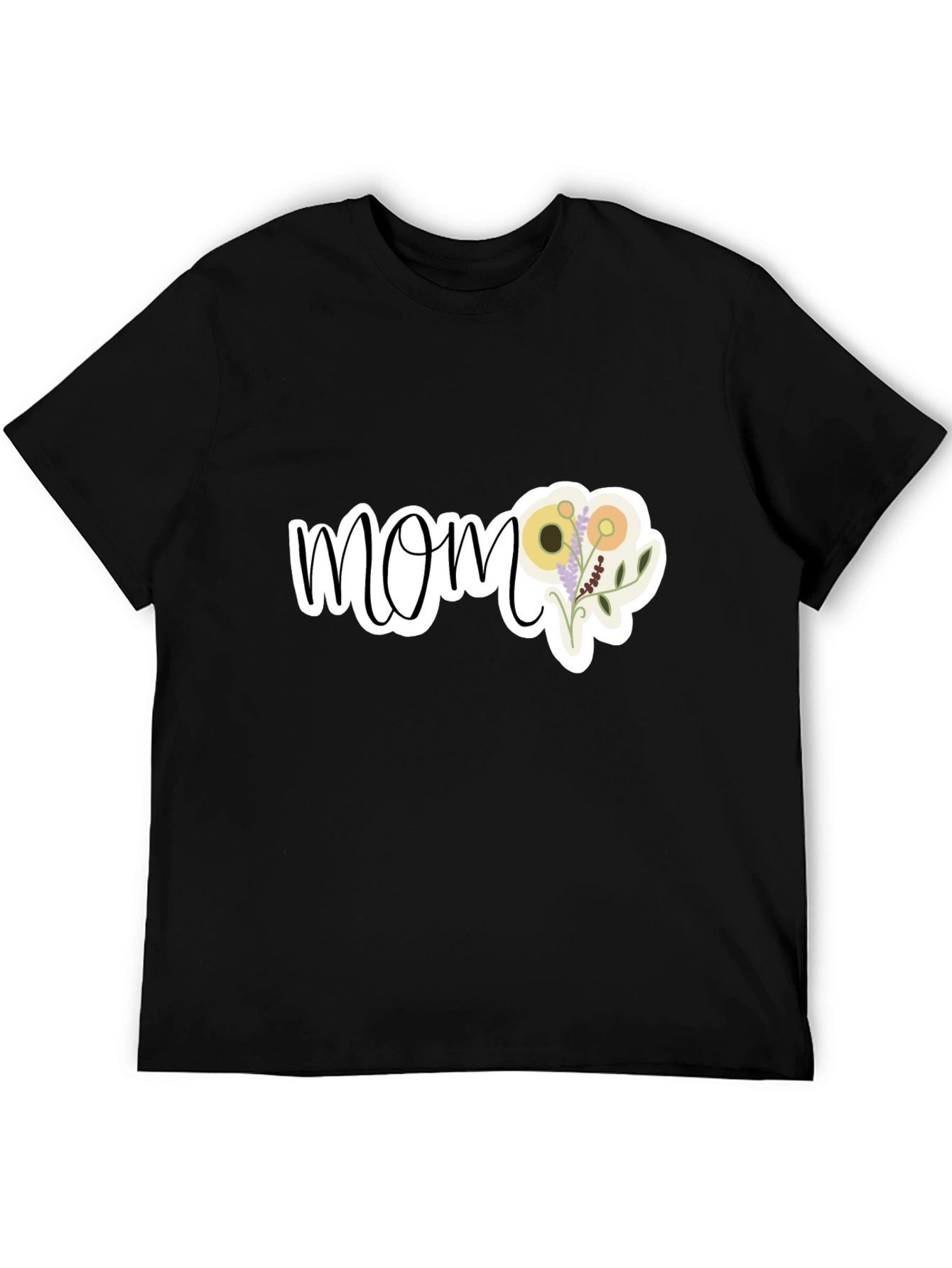 Floral Mom Graphic T-Shirt - Black