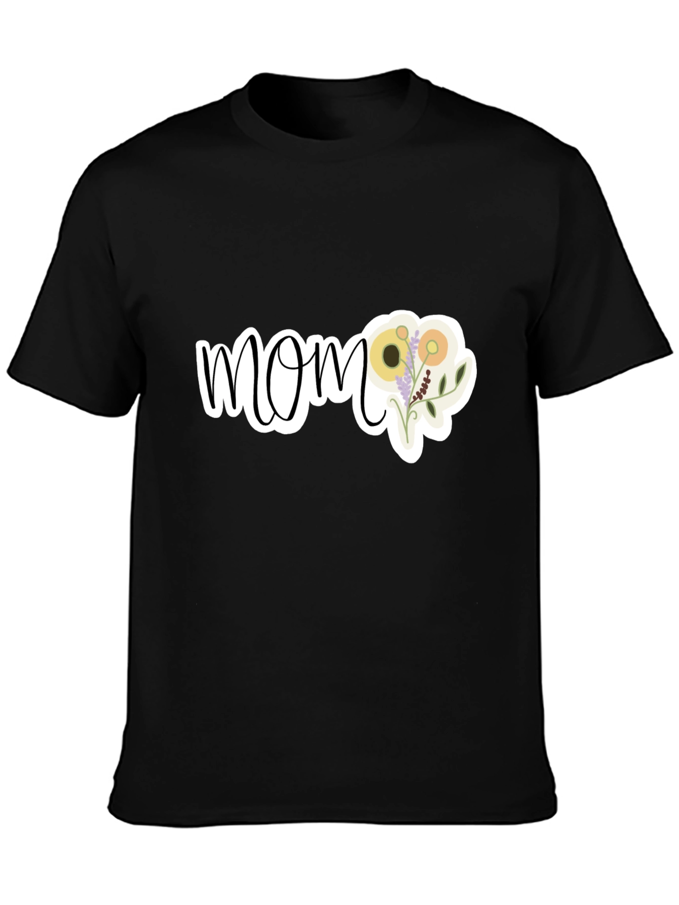 Floral Mom Graphic T-Shirt - Black