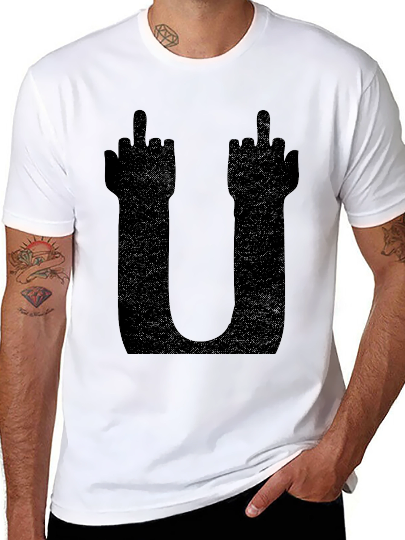 Middle Finger U Graphic Tee - Edgy Statement Shirt