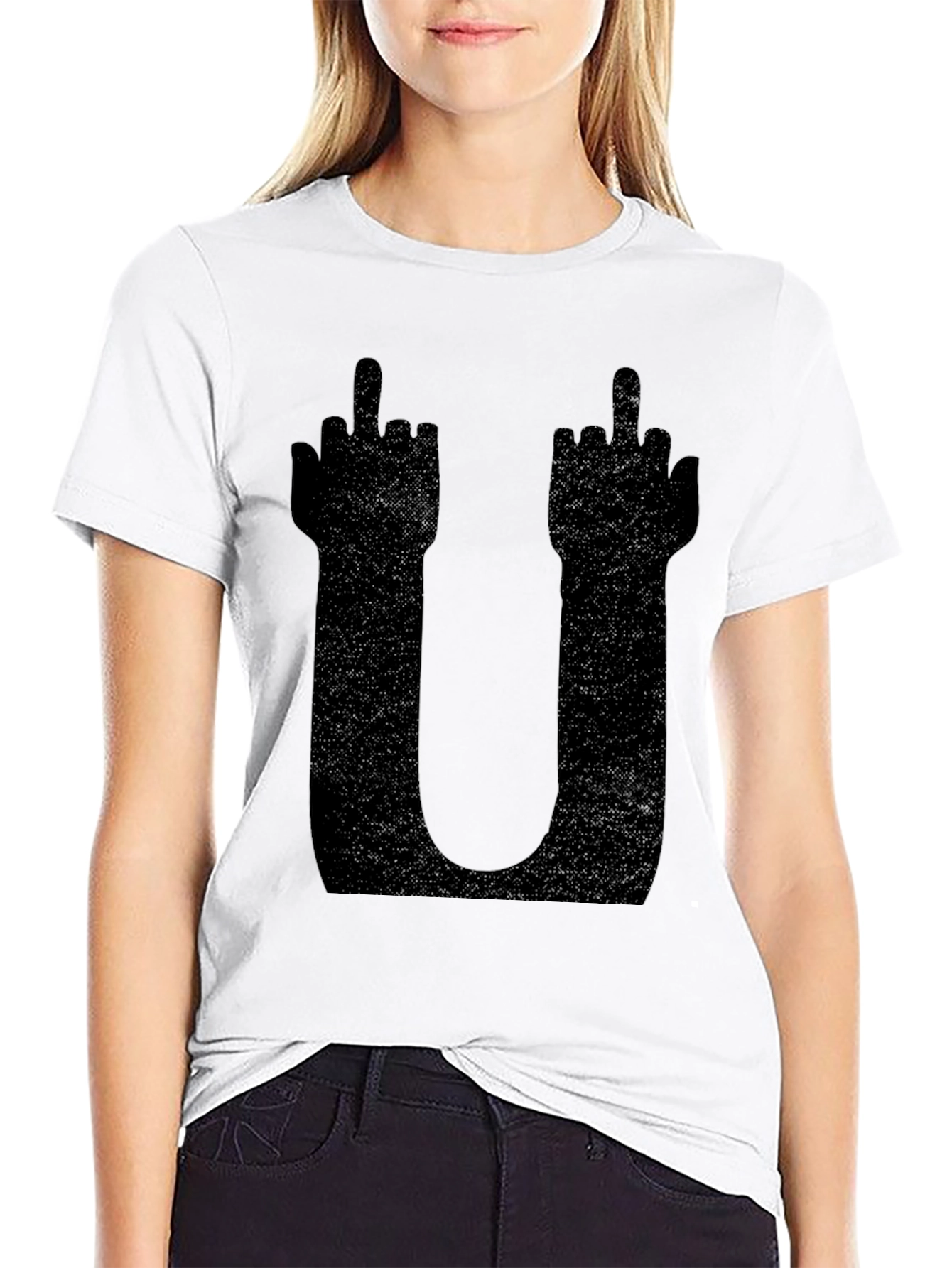 Middle Finger U Graphic Tee - Edgy Statement Shirt