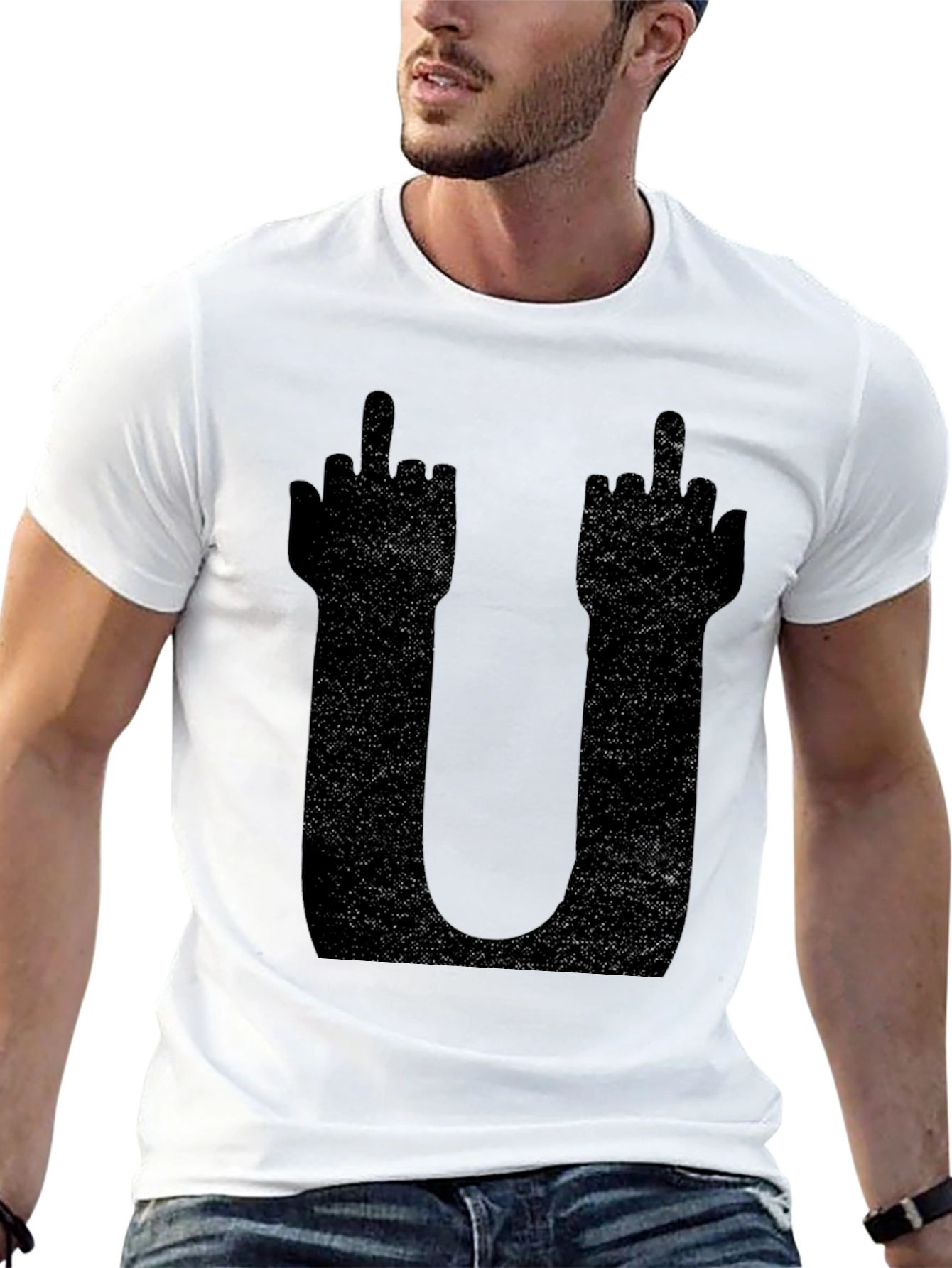 Middle Finger U Graphic Tee - Edgy Statement Shirt