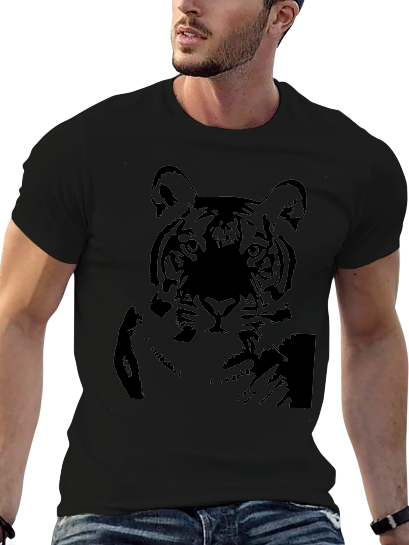 Tiger Graphic Print Black T-Shirt