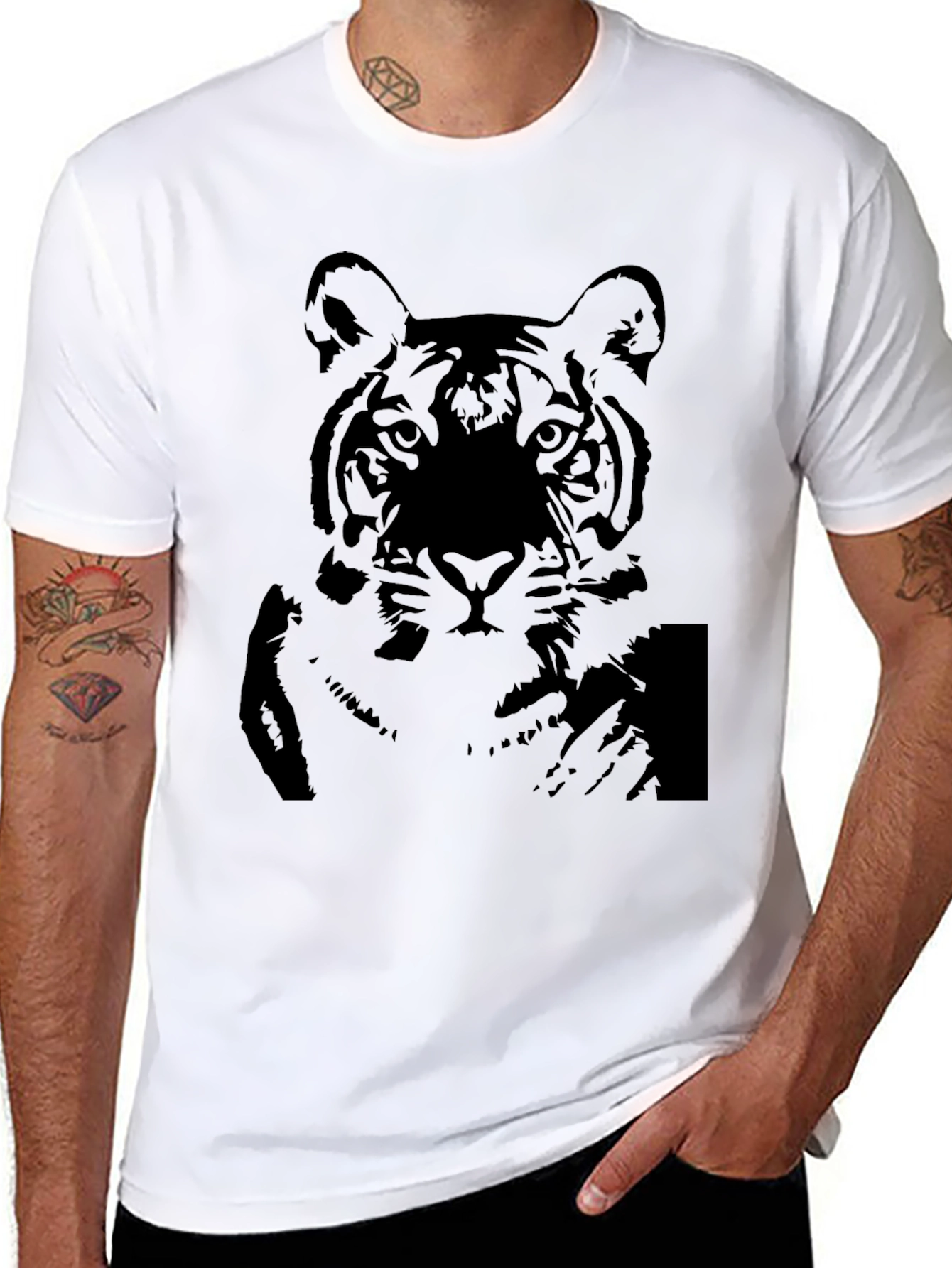 Tiger Graphic Print Black T-Shirt