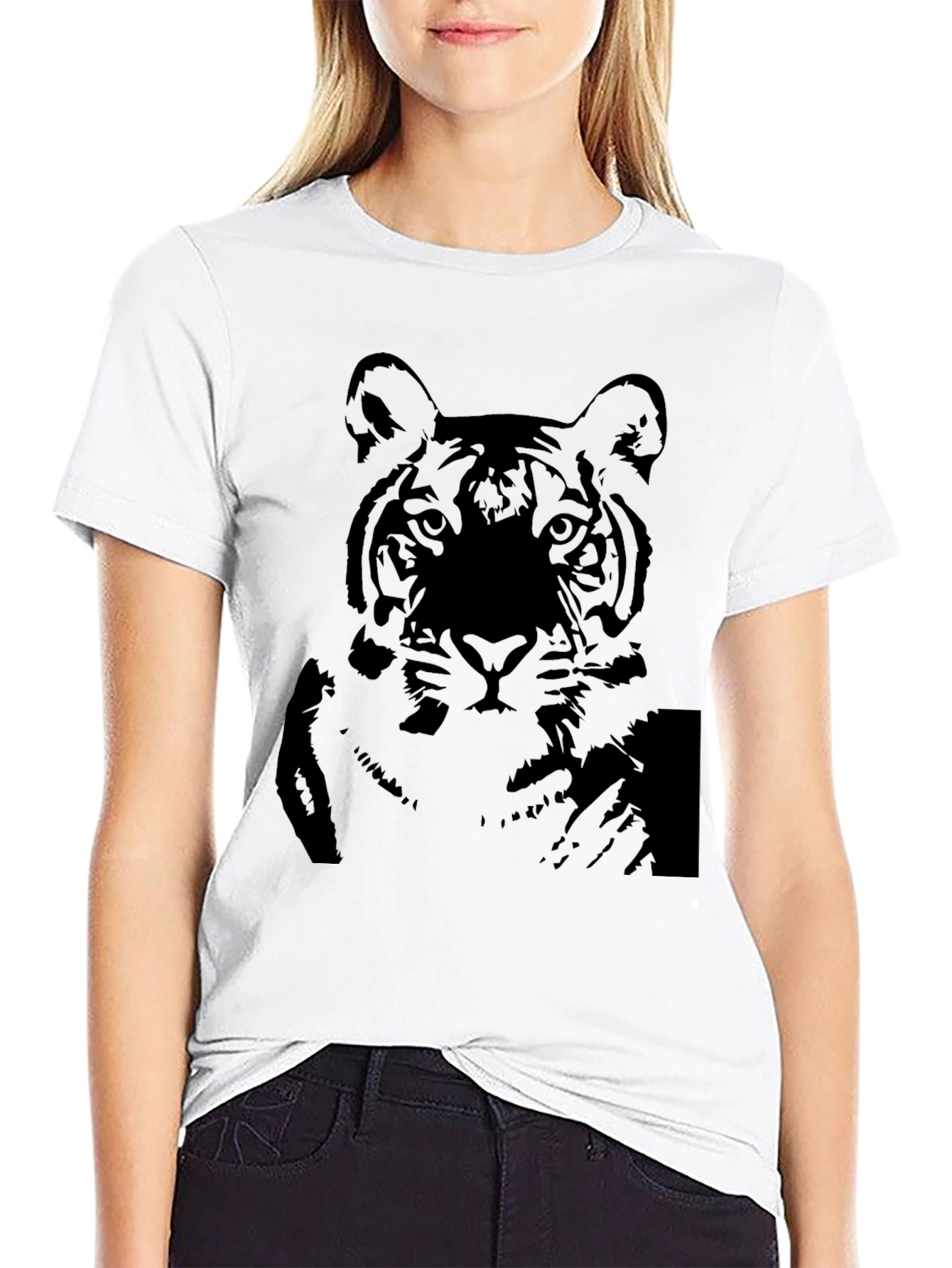 Tiger Graphic Print Black T-Shirt