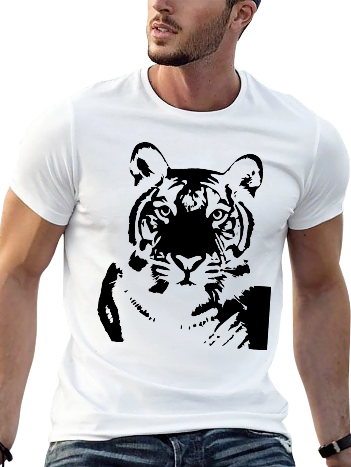 Tiger Graphic Print Black T-Shirt
