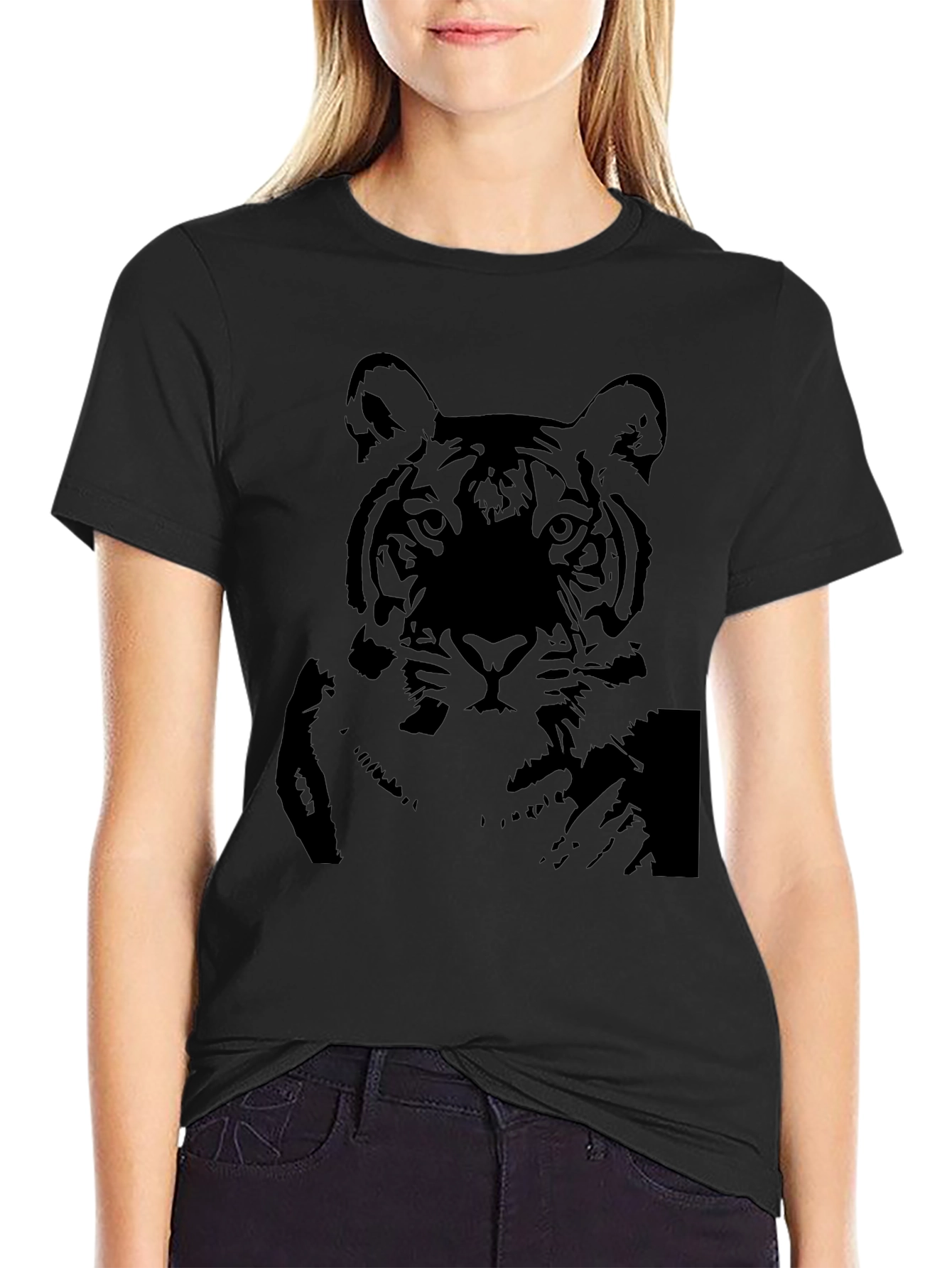 Tiger Graphic Print Black T-Shirt
