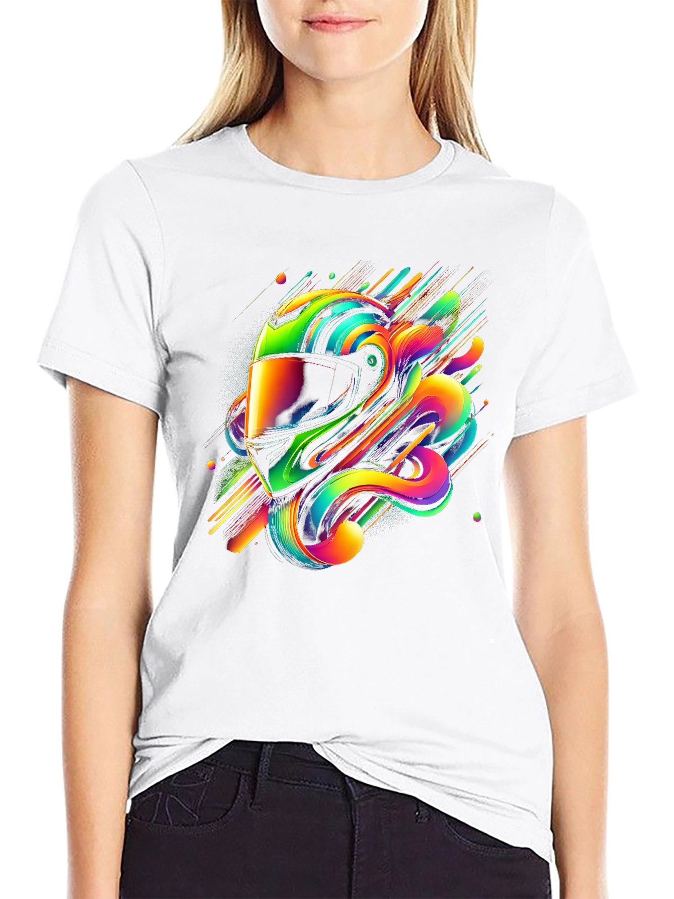 Vibrant Helmet Rider Graphic T-Shirt - Black