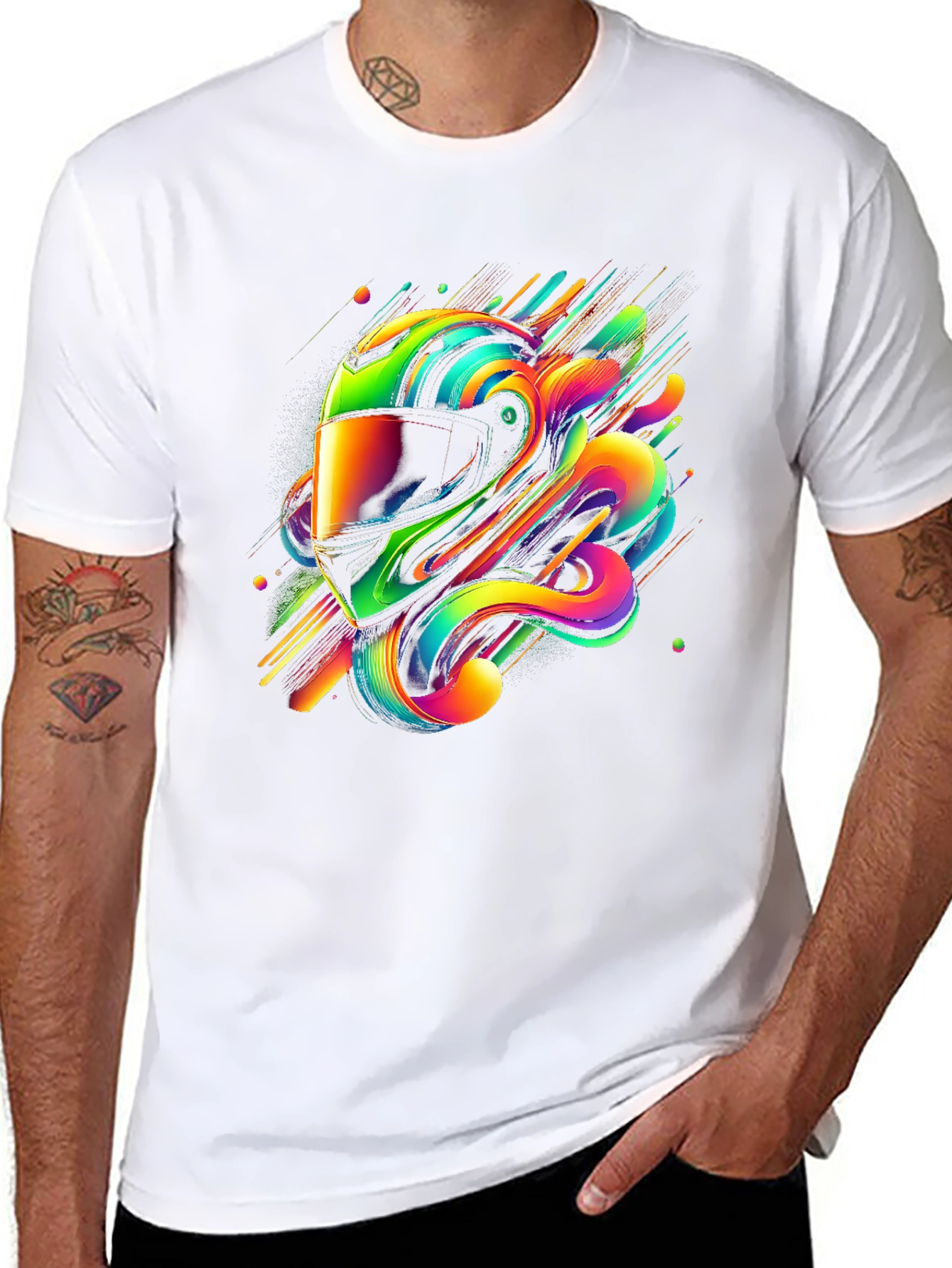 Vibrant Helmet Rider Graphic T-Shirt - Black