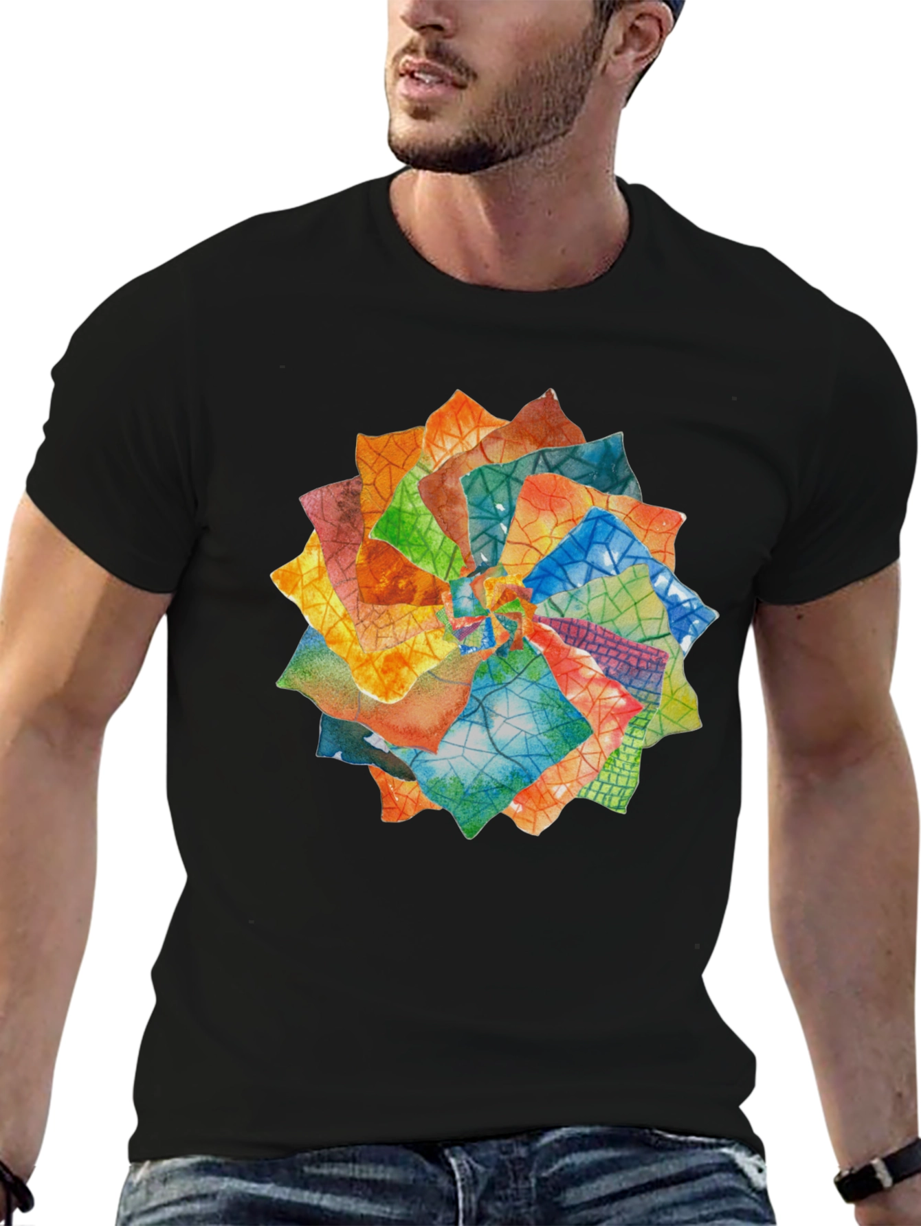 Abstract Floral T-Shirt - Artistic Design