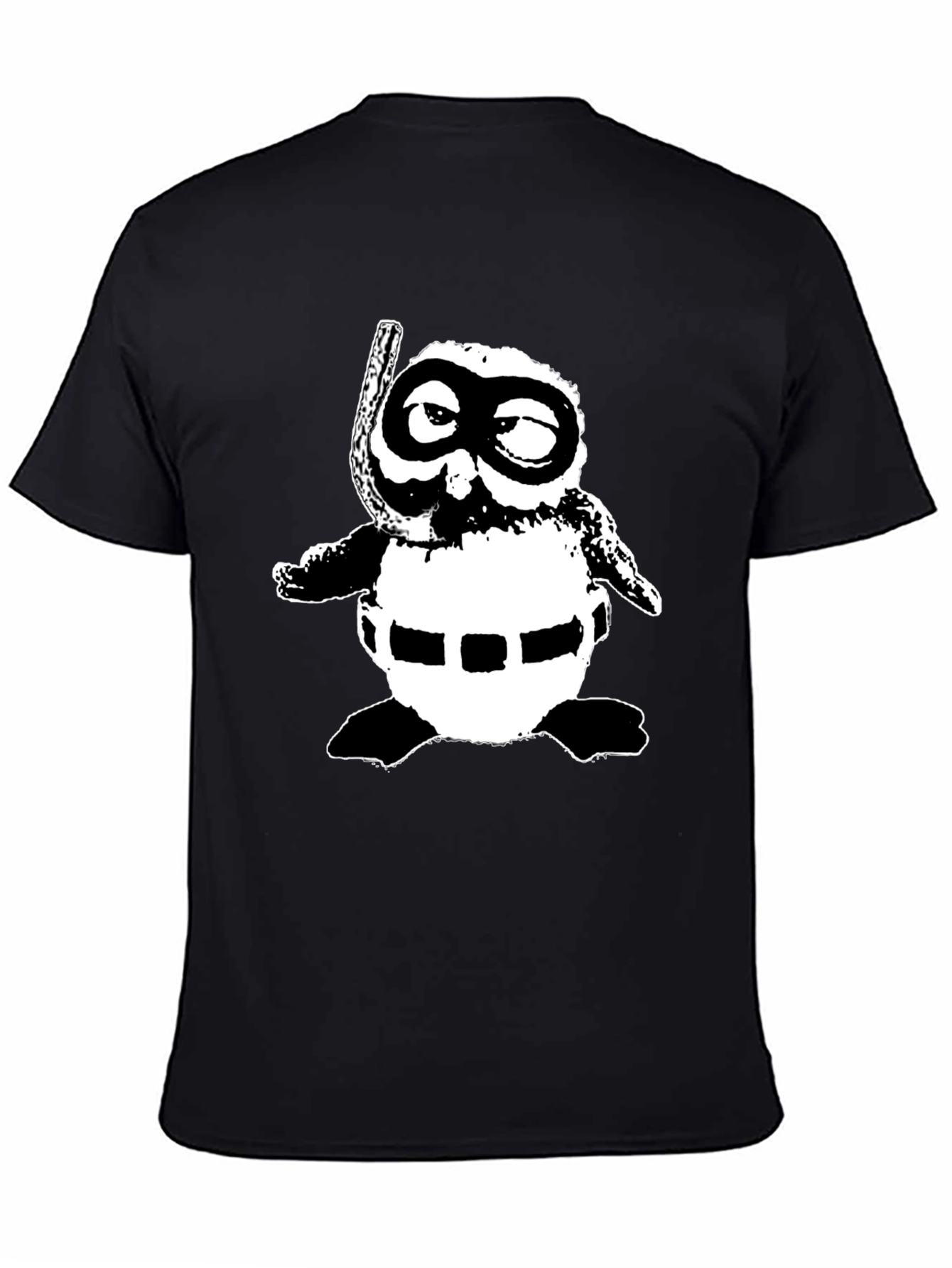 Retro Cartoon Snorkeler Black T-Shirt