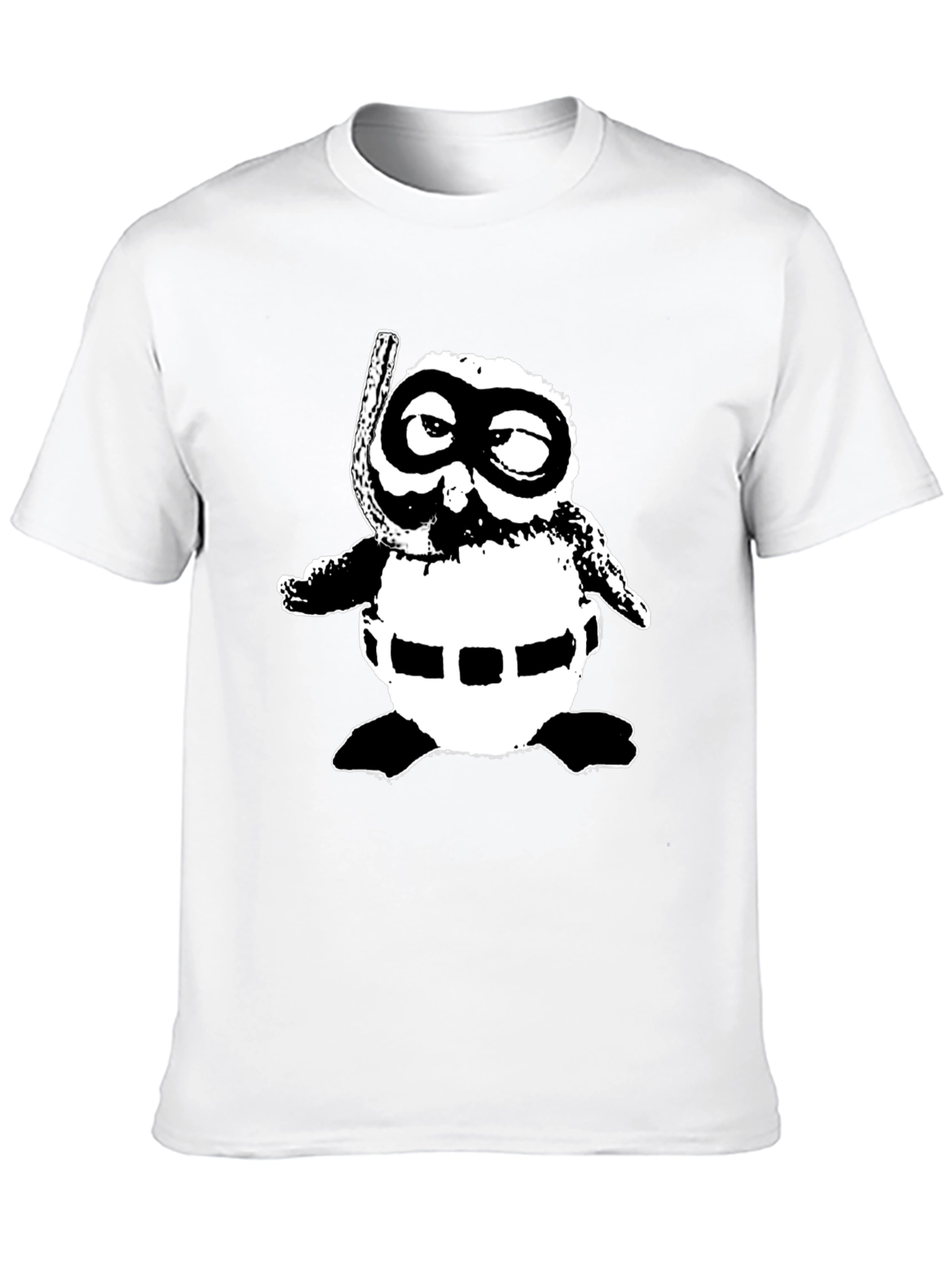 Retro Cartoon Snorkeler Black T-Shirt