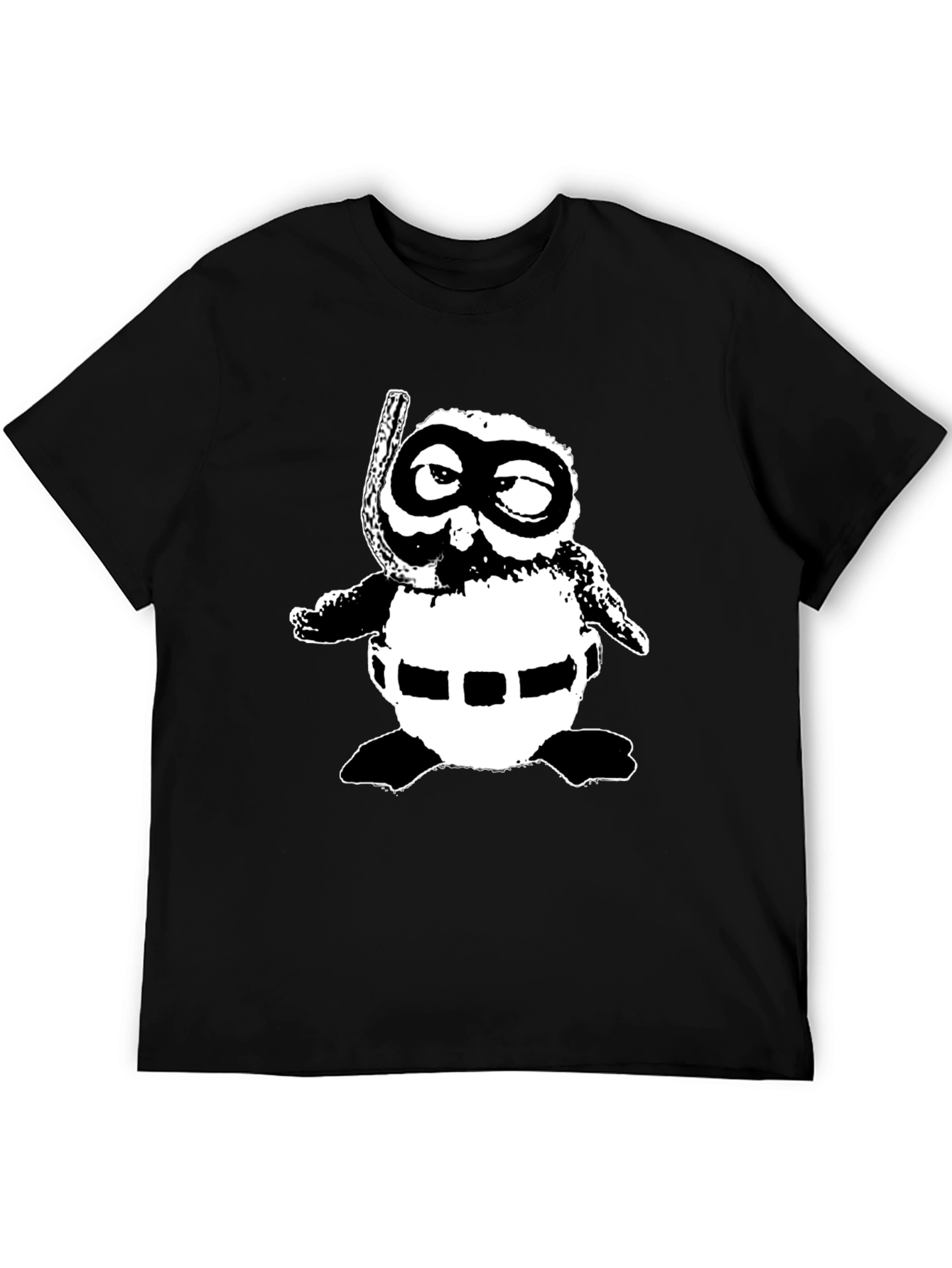 Retro Cartoon Snorkeler Black T-Shirt