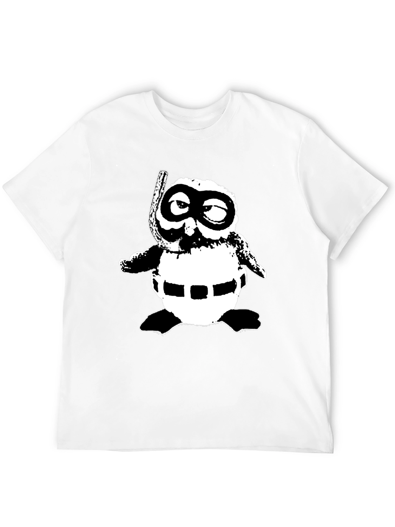 Retro Cartoon Snorkeler Black T-Shirt