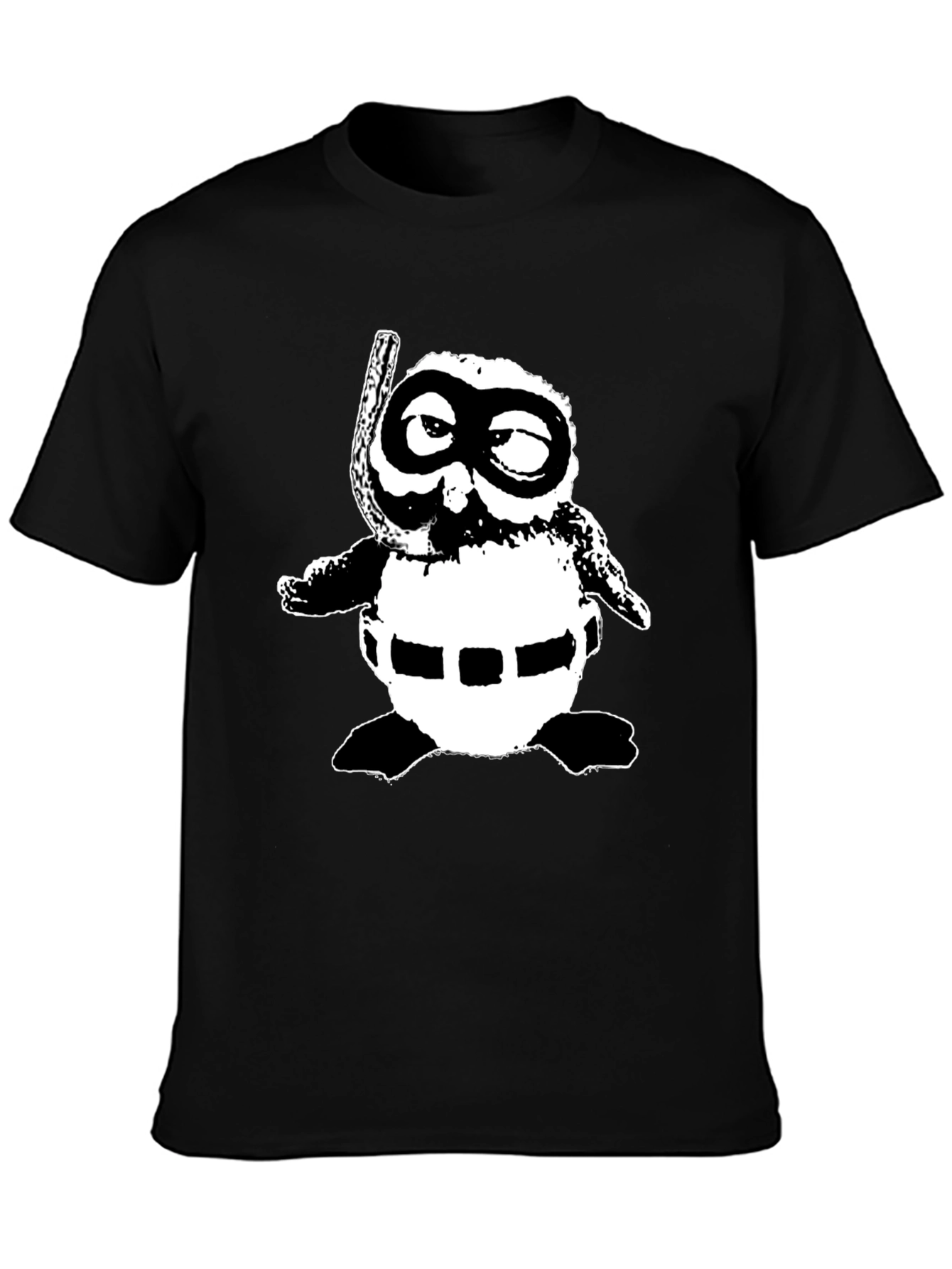 Retro Cartoon Snorkeler Black T-Shirt