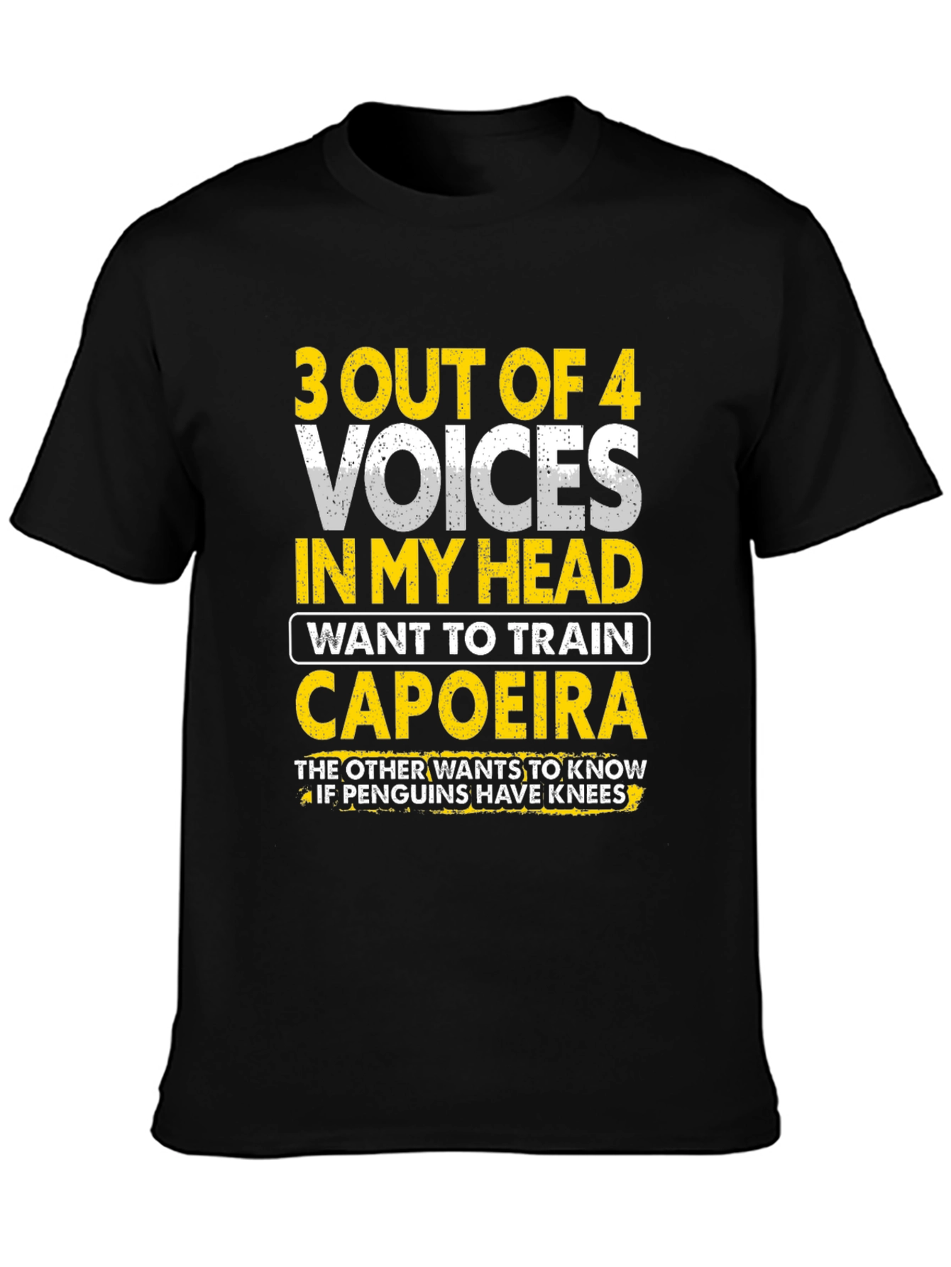 Capoeira & Penguin Knee T-Shirt: Funny Crazy Voices Tee