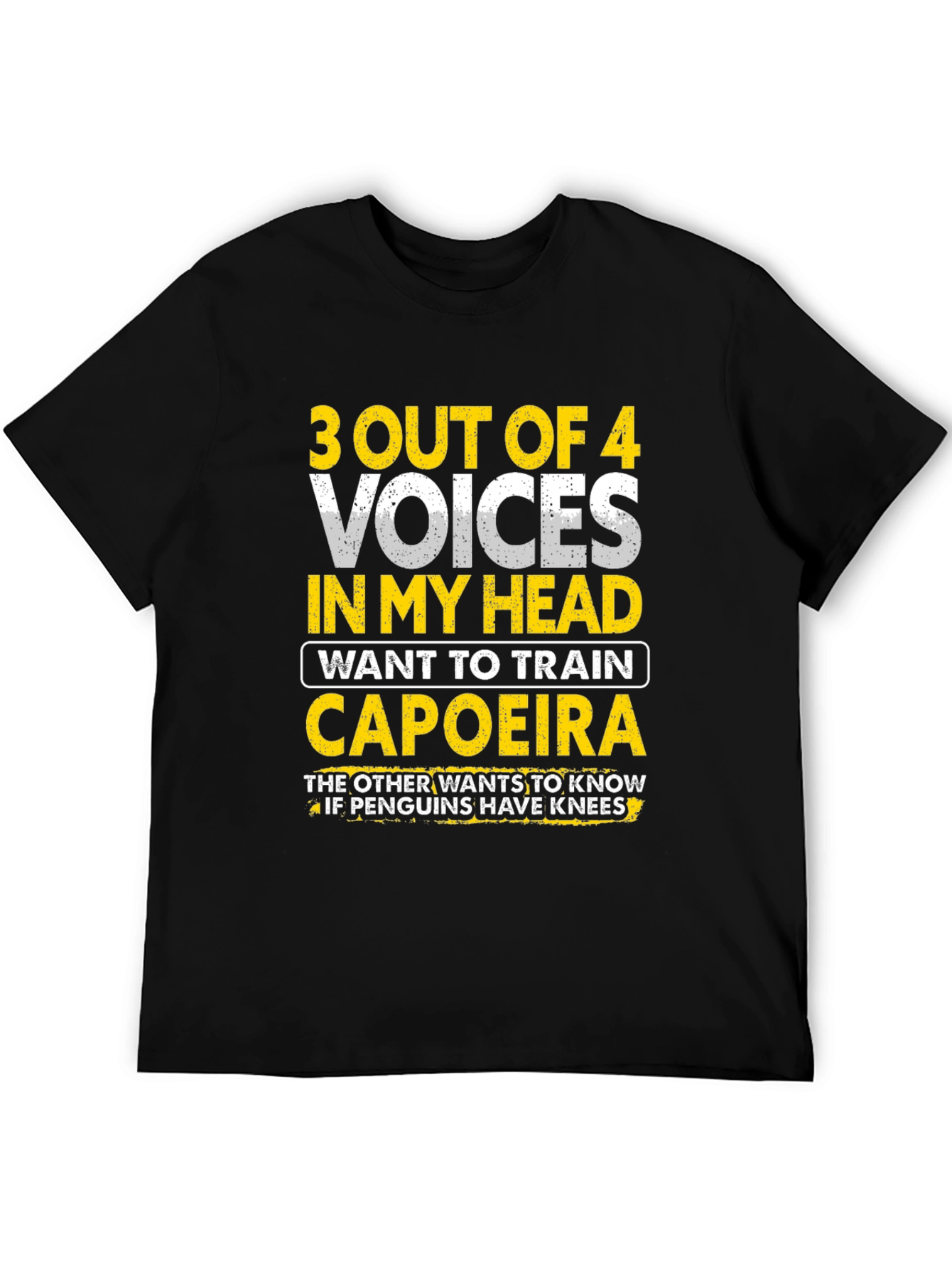 Capoeira & Penguin Knee T-Shirt: Funny Crazy Voices Tee