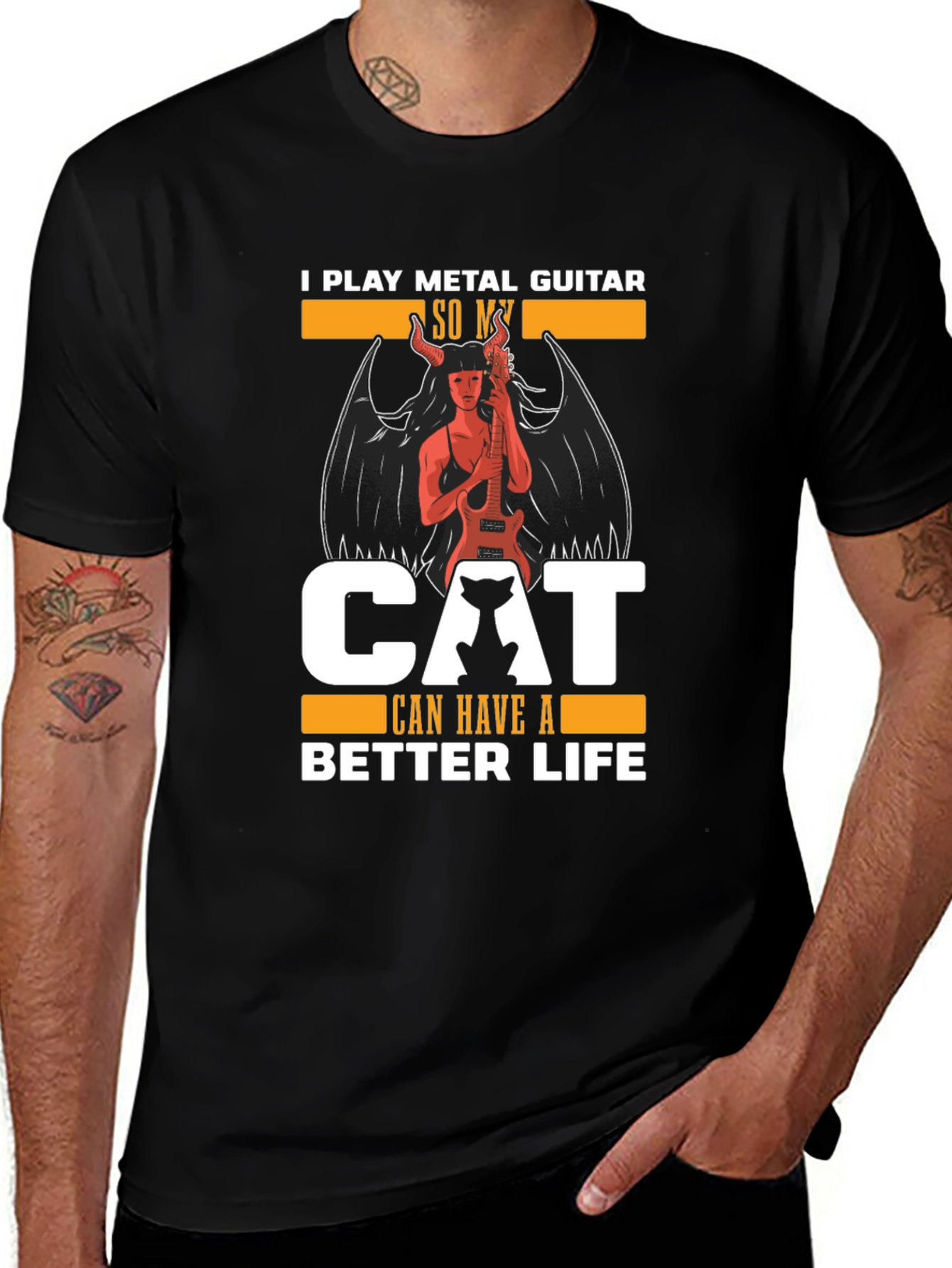 Metal Guitar Cat Lover T-Shirt