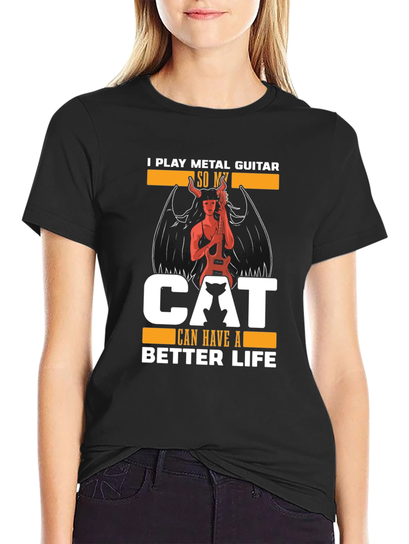 Metal Guitar Cat Lover T-Shirt
