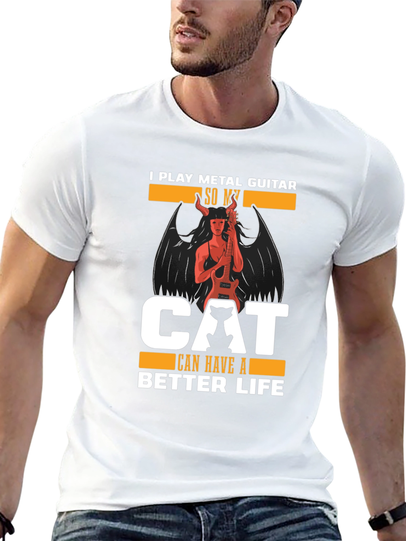 Metal Guitar Cat Lover T-Shirt