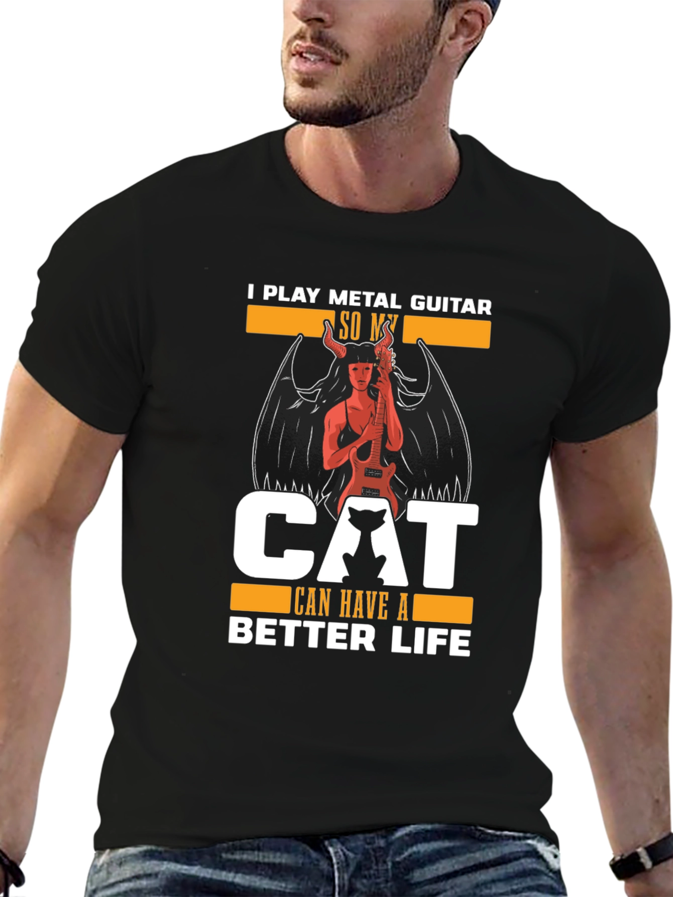 Metal Guitar Cat Lover T-Shirt