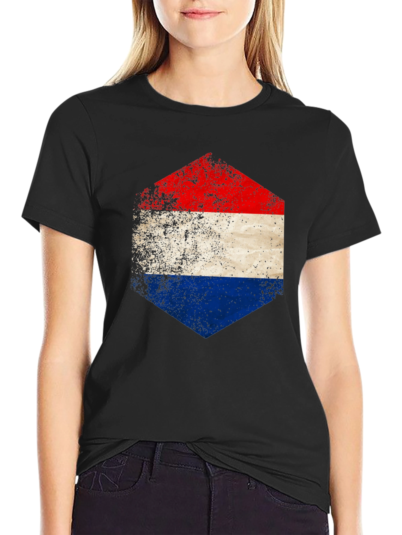 Netherlands Flag Hexagon Graphic T-Shirt