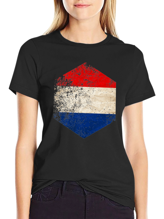 Netherlands Flag Hexagon Graphic T-Shirt