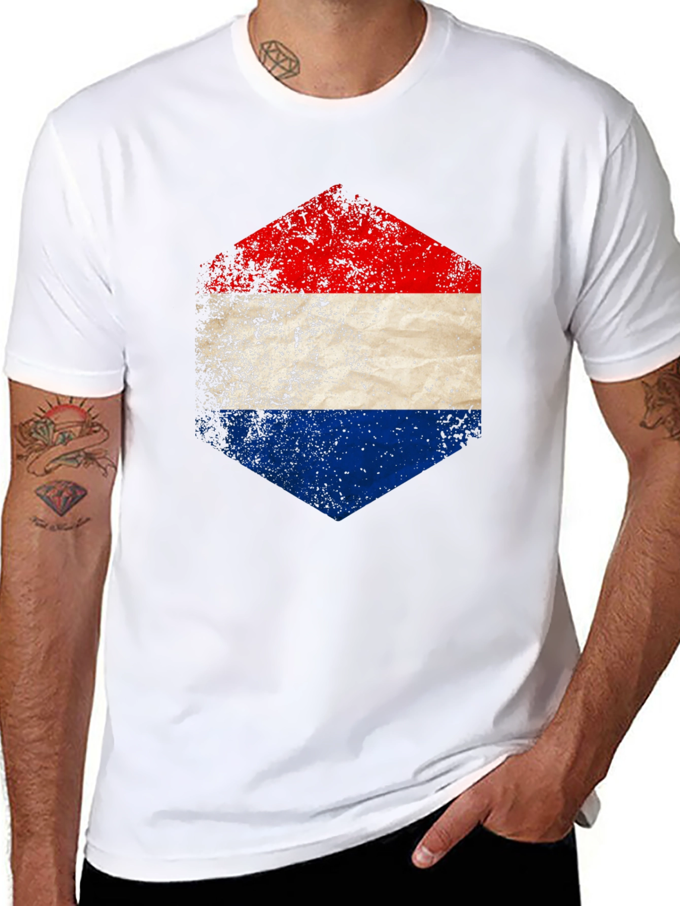 Netherlands Flag Hexagon Graphic T-Shirt