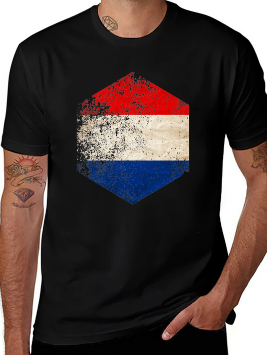 Netherlands Flag Hexagon Graphic T-Shirt