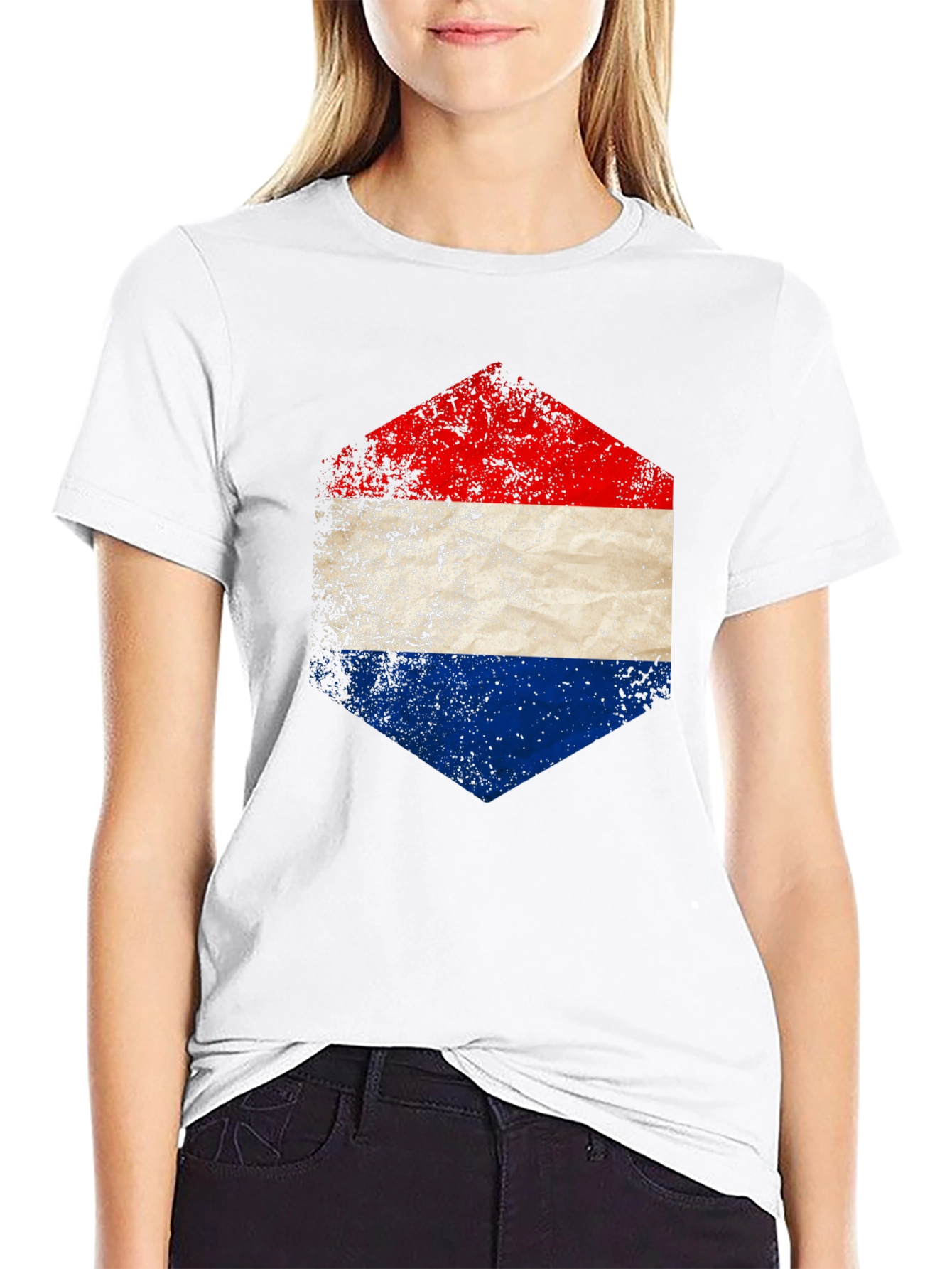 Netherlands Flag Hexagon Graphic T-Shirt
