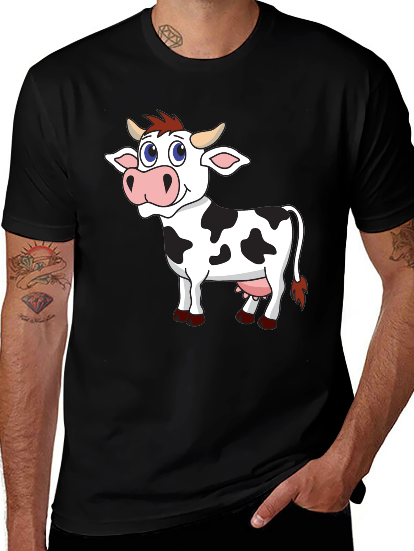 Cartoon Cow Graphic Tee - Fun & Unique