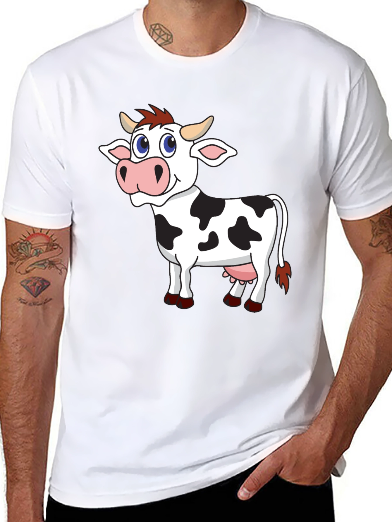 Cartoon Cow Graphic Tee - Fun & Unique