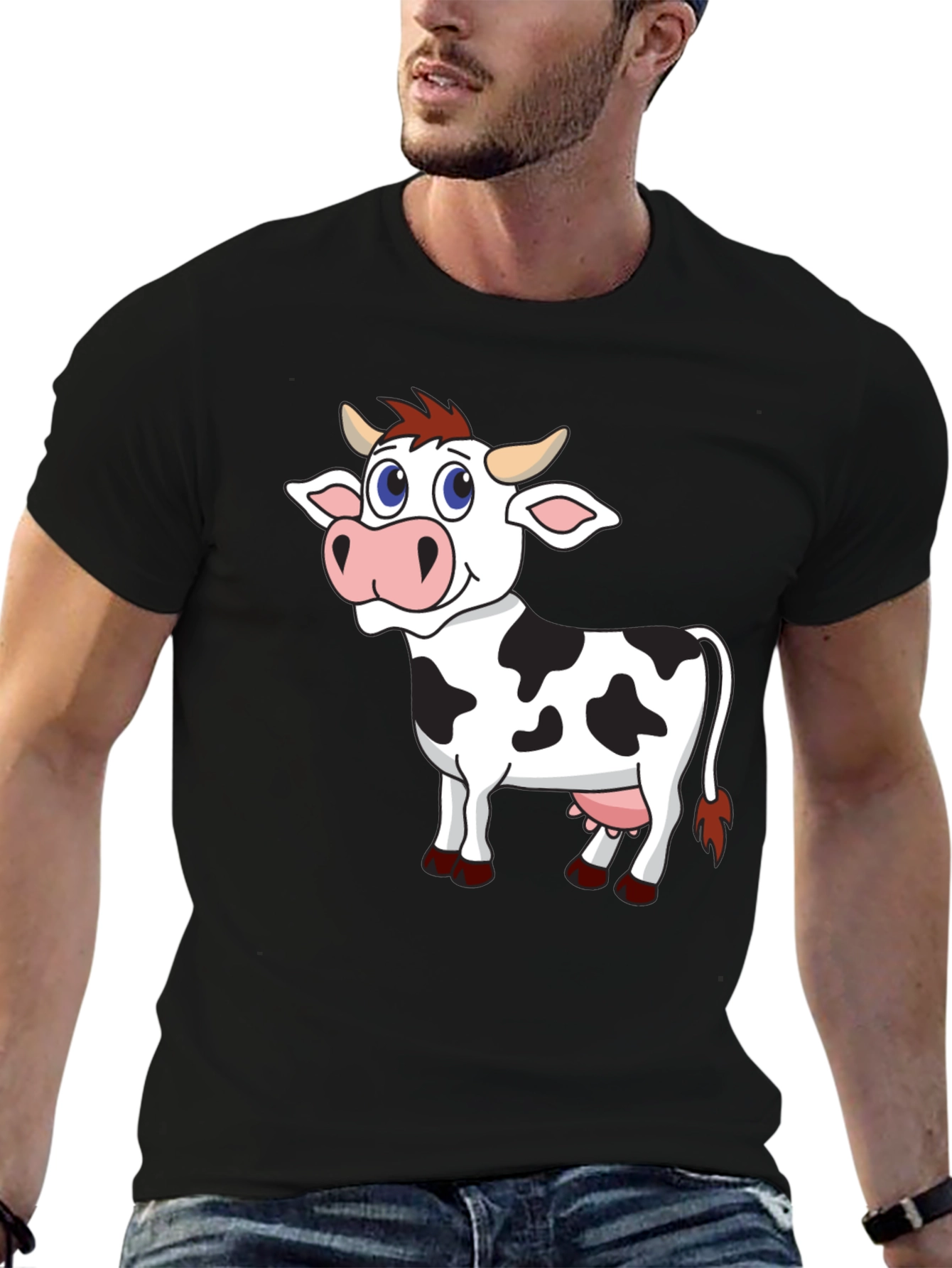 Cartoon Cow Graphic Tee - Fun & Unique