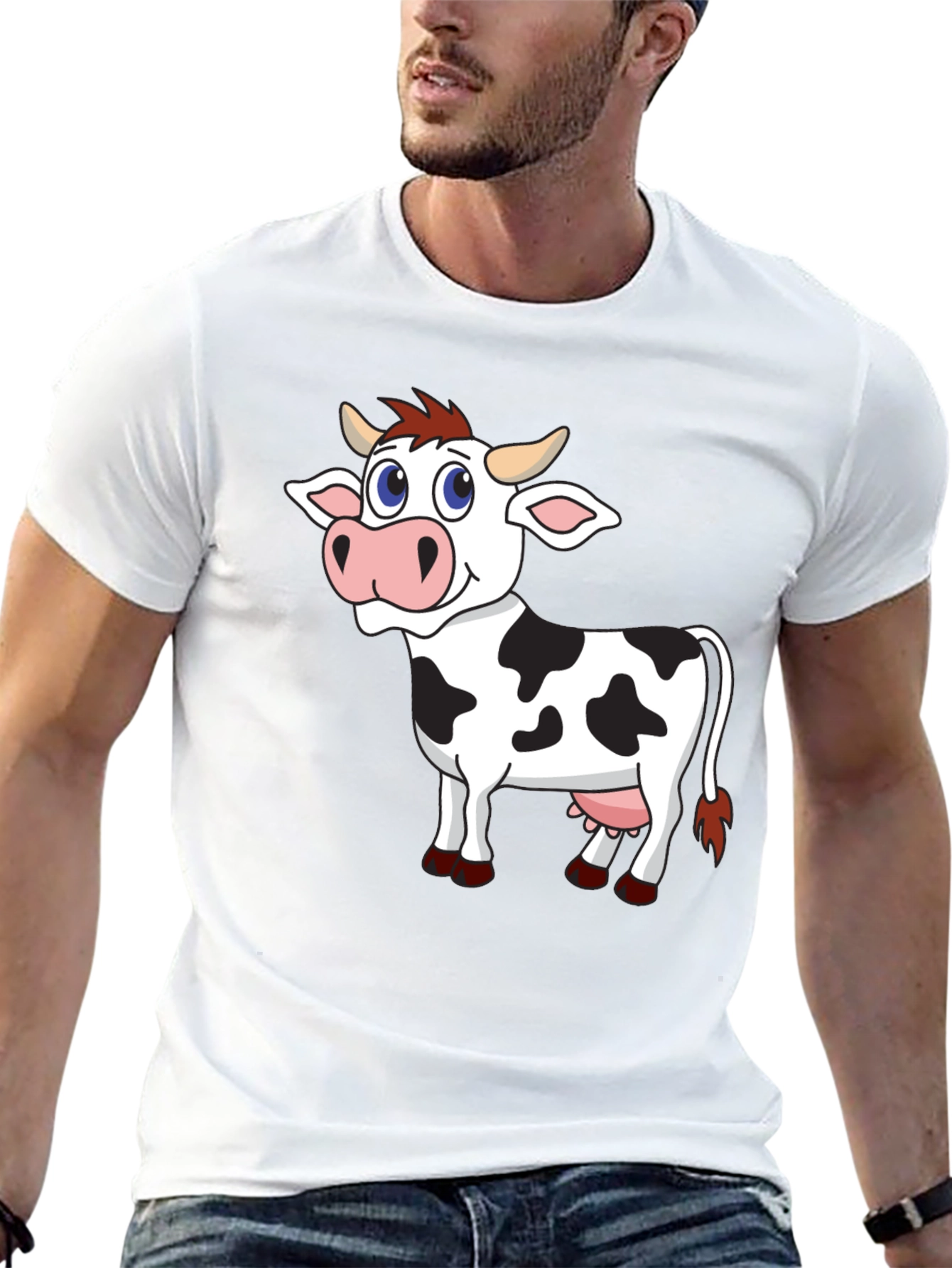 Cartoon Cow Graphic Tee - Fun & Unique