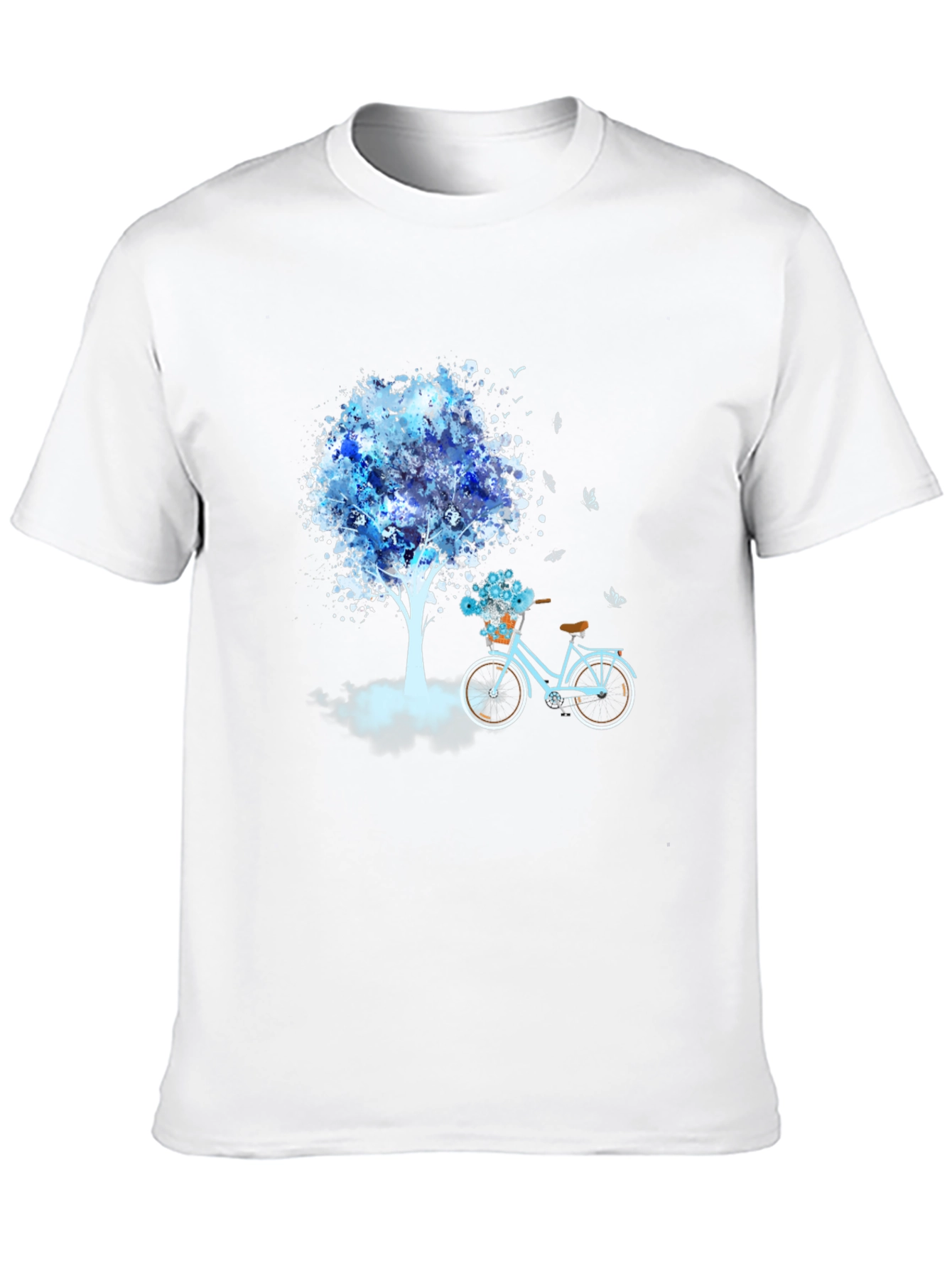 Blue Tree Bicycle Black T-Shirt