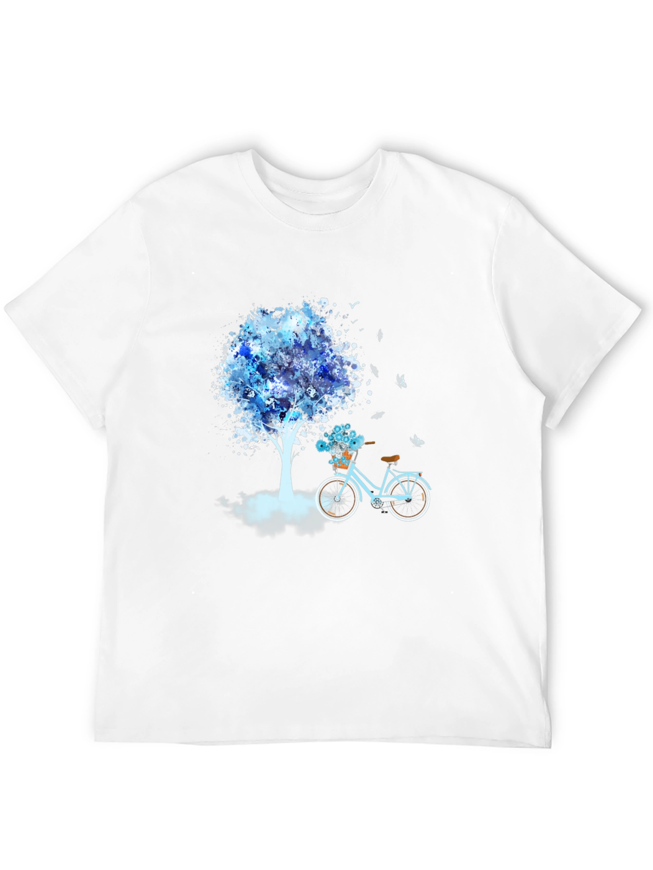 Blue Tree Bicycle Black T-Shirt