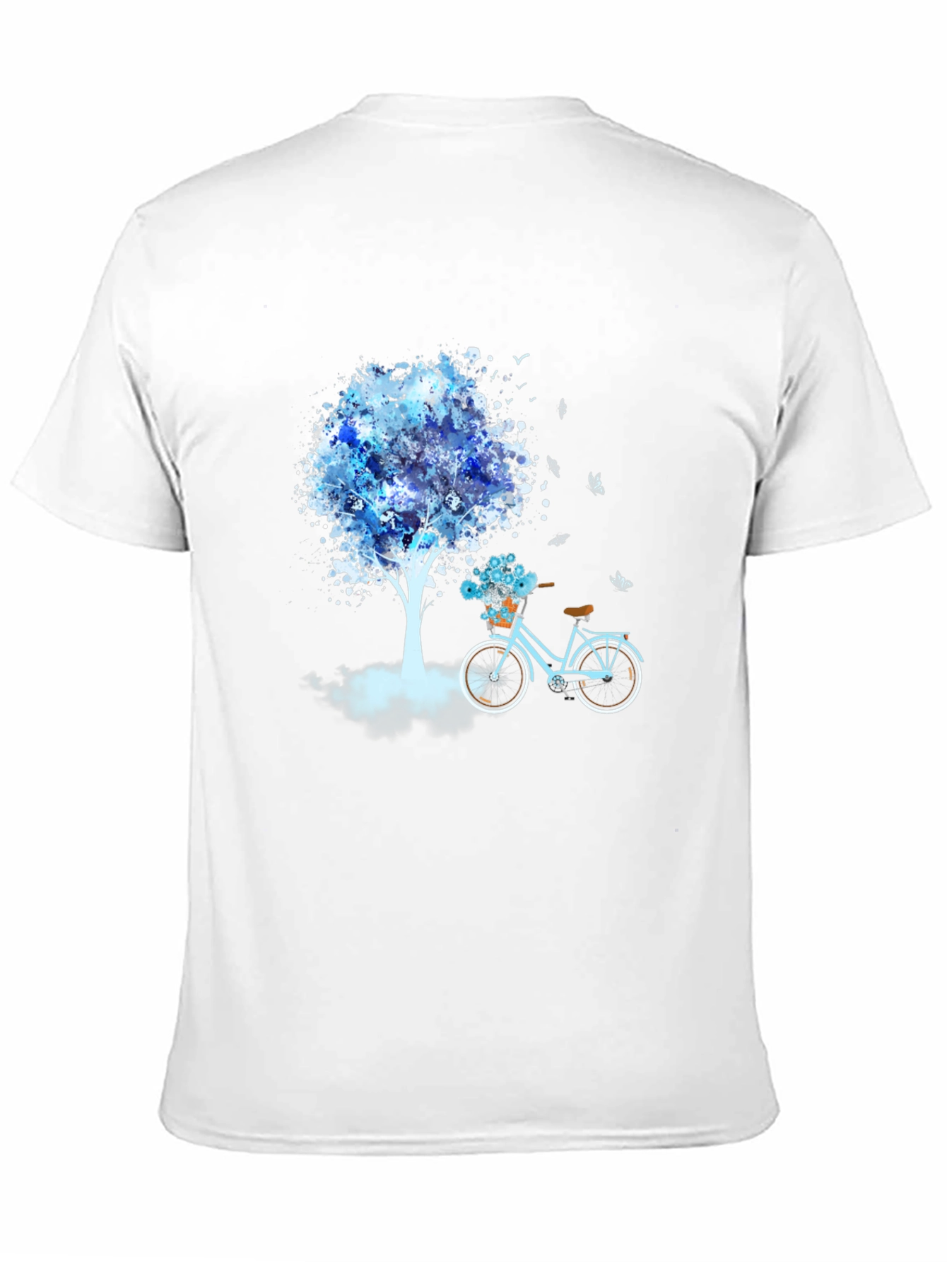 Blue Tree Bicycle Black T-Shirt