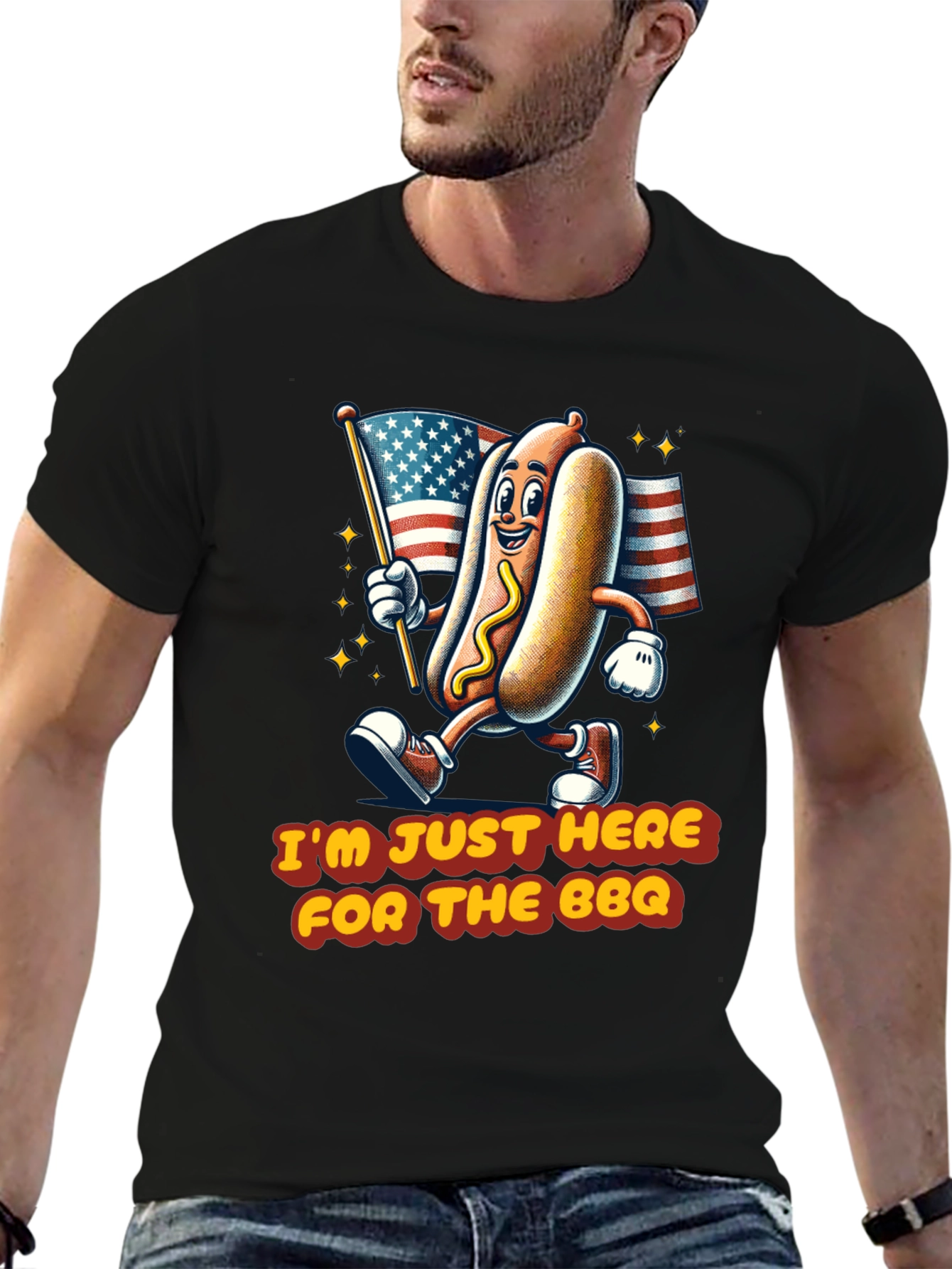 BBQ Hot Dog T-Shirt - Patriotic Graphic Tee