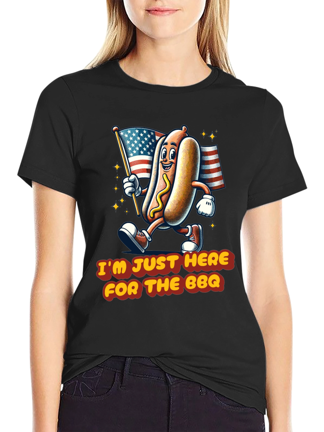BBQ Hot Dog T-Shirt - Patriotic Graphic Tee
