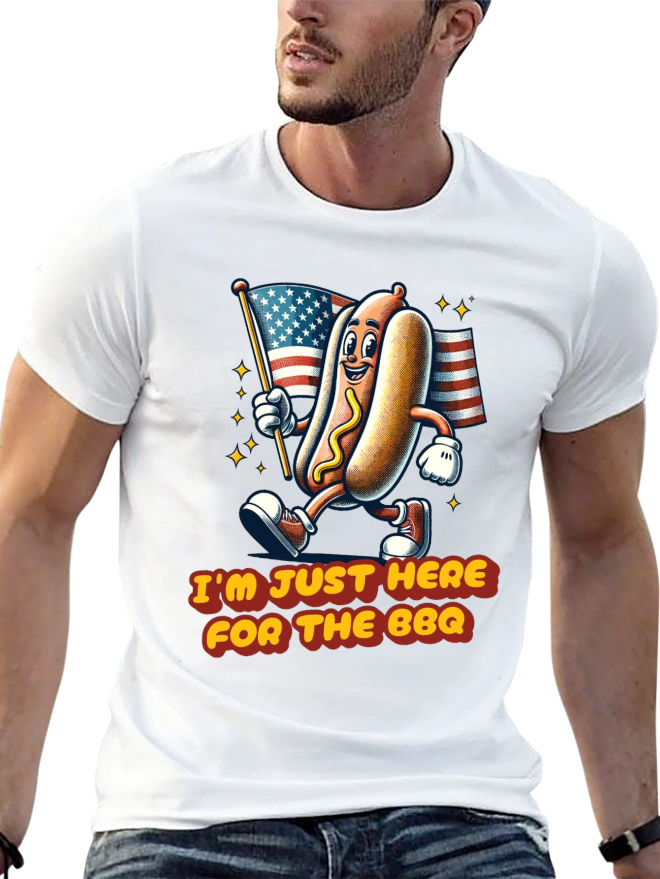 BBQ Hot Dog T-Shirt - Patriotic Graphic Tee