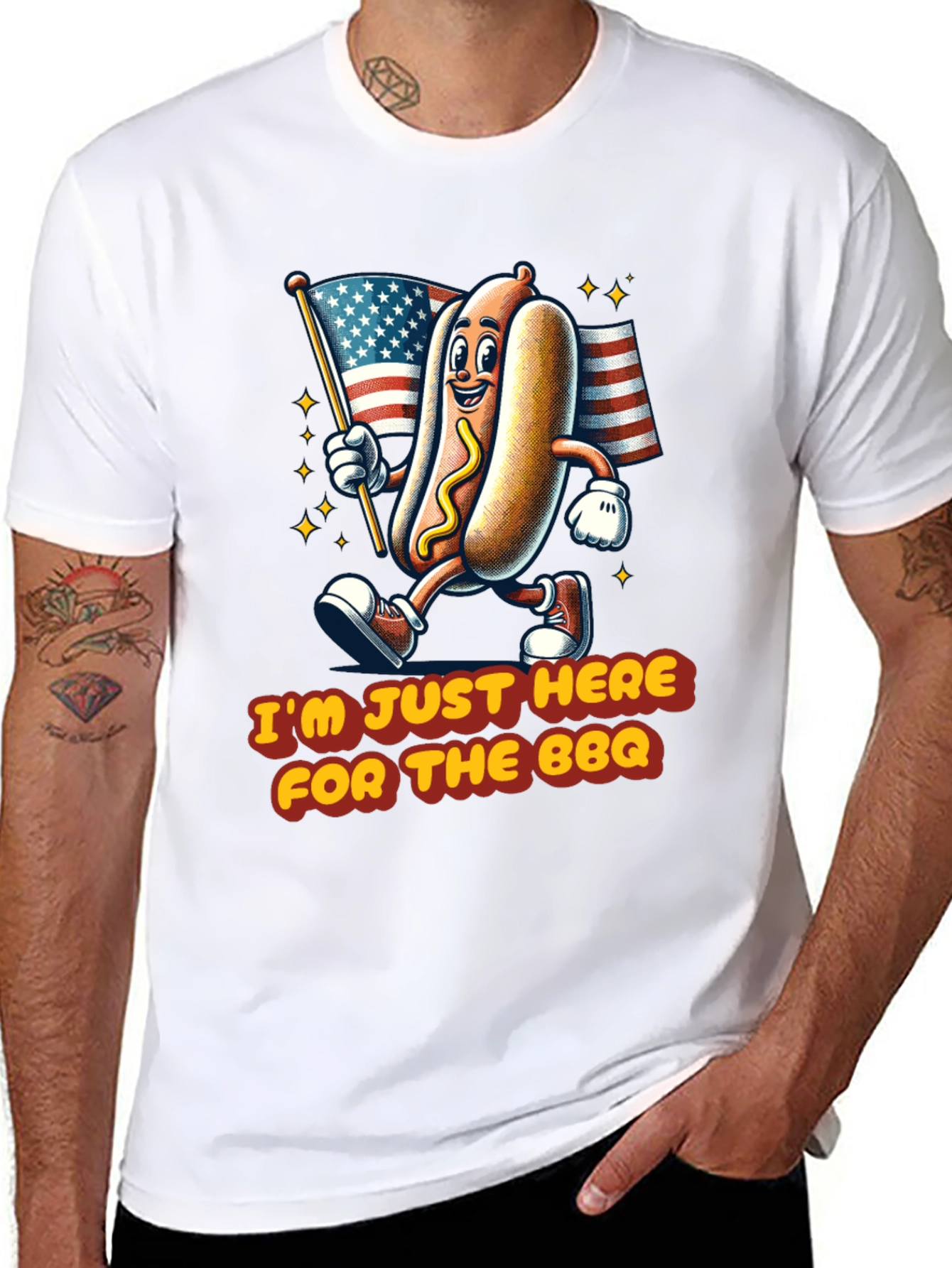 BBQ Hot Dog T-Shirt - Patriotic Graphic Tee