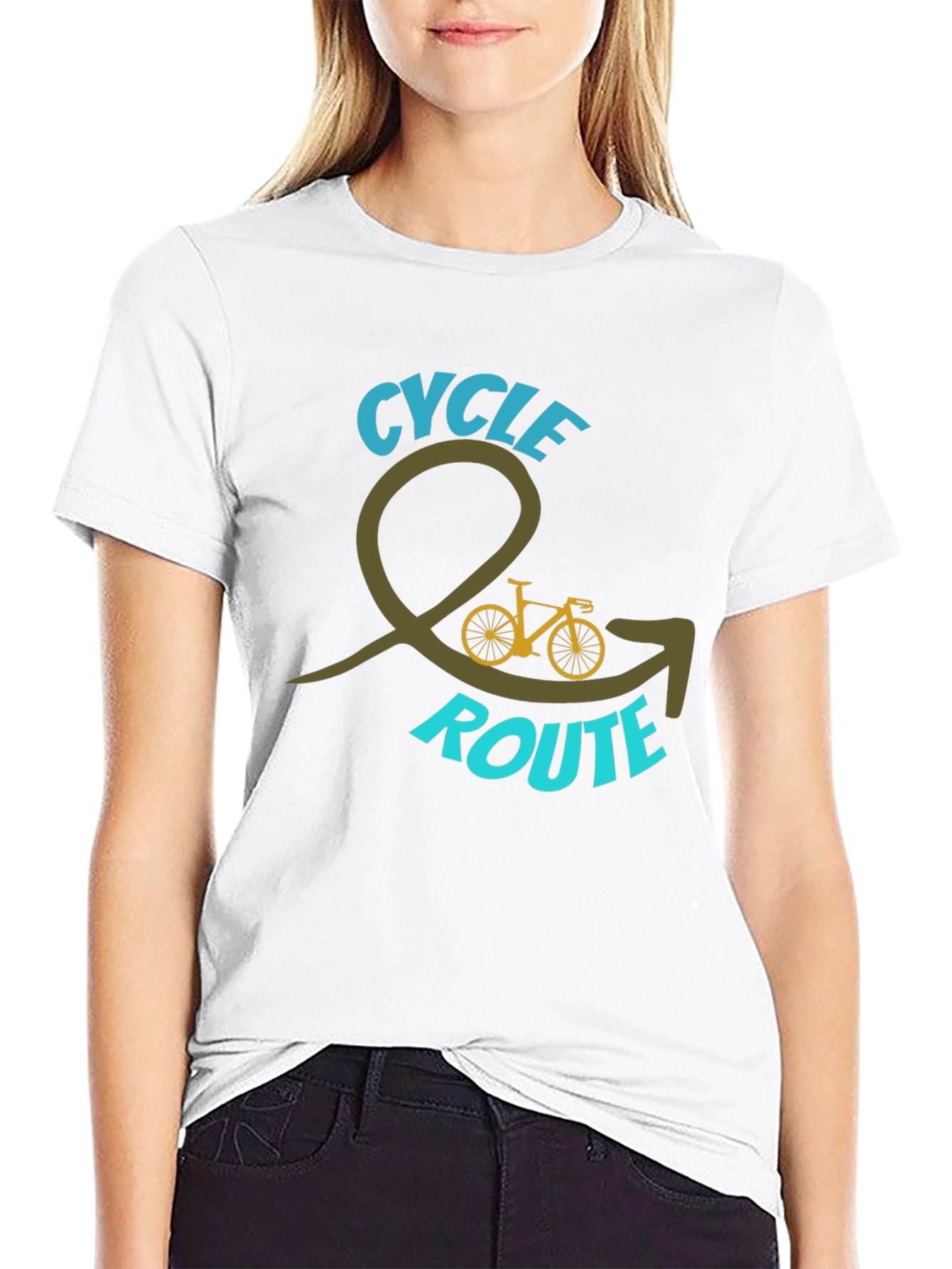 Cycle Route Graphic Tee - Black Cotton Blend Shirt