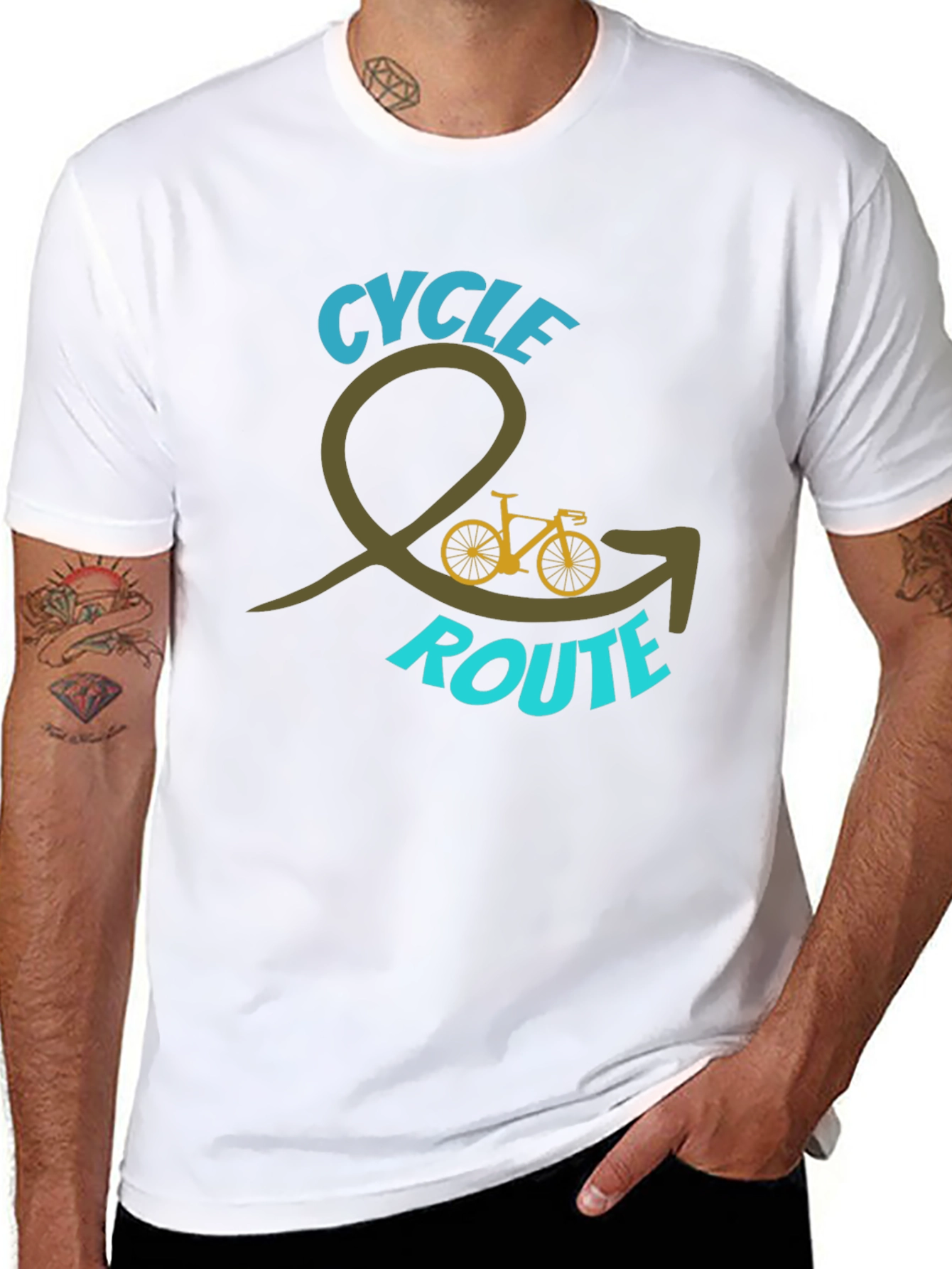 Cycle Route Graphic Tee - Black Cotton Blend Shirt