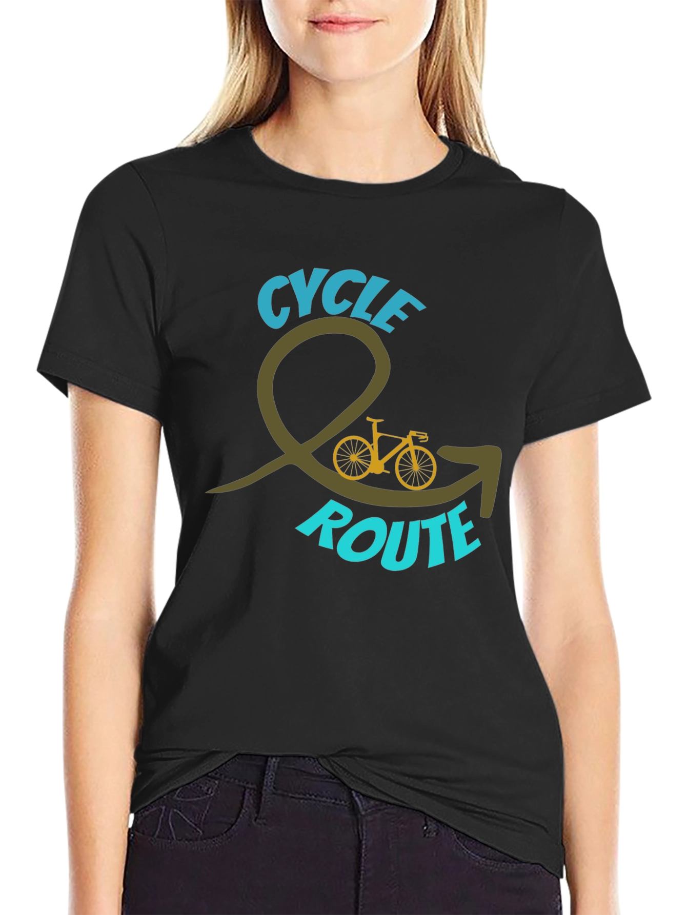 Cycle Route Graphic Tee - Black Cotton Blend Shirt
