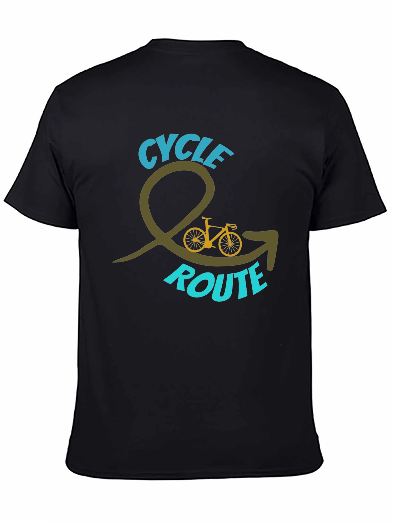 Cycle Route Graphic Tee - Black Cotton Blend Shirt