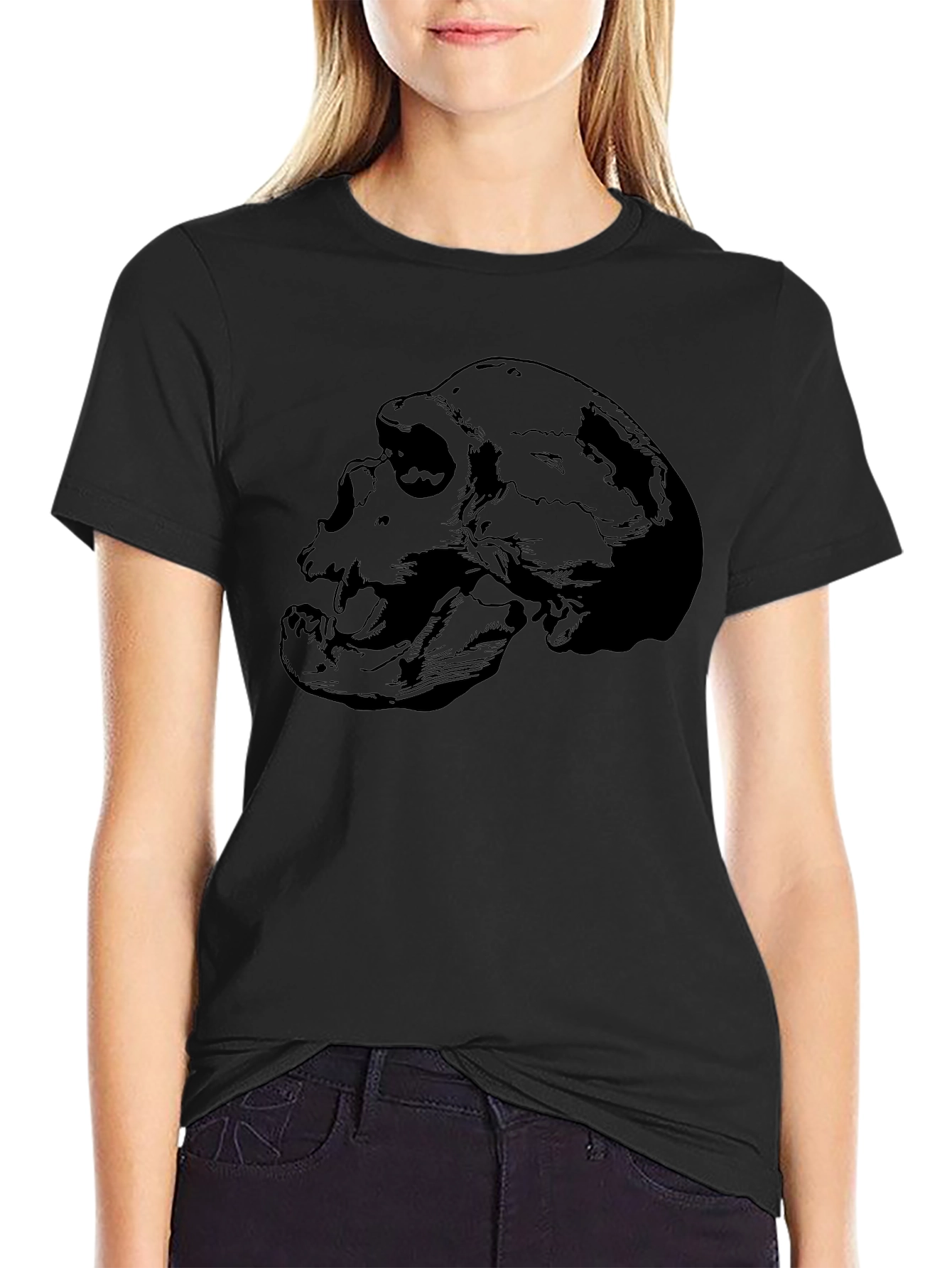 Skull Graphic Print Crew Neck T-Shirt
