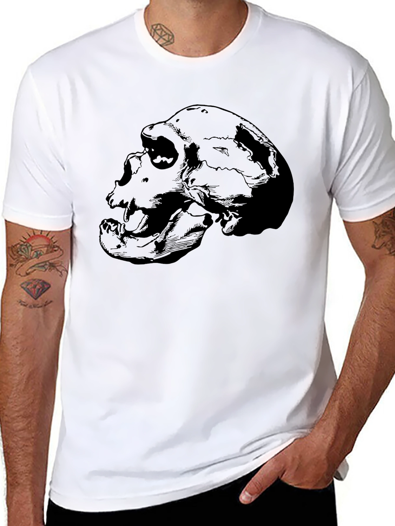 Skull Graphic Print Crew Neck T-Shirt