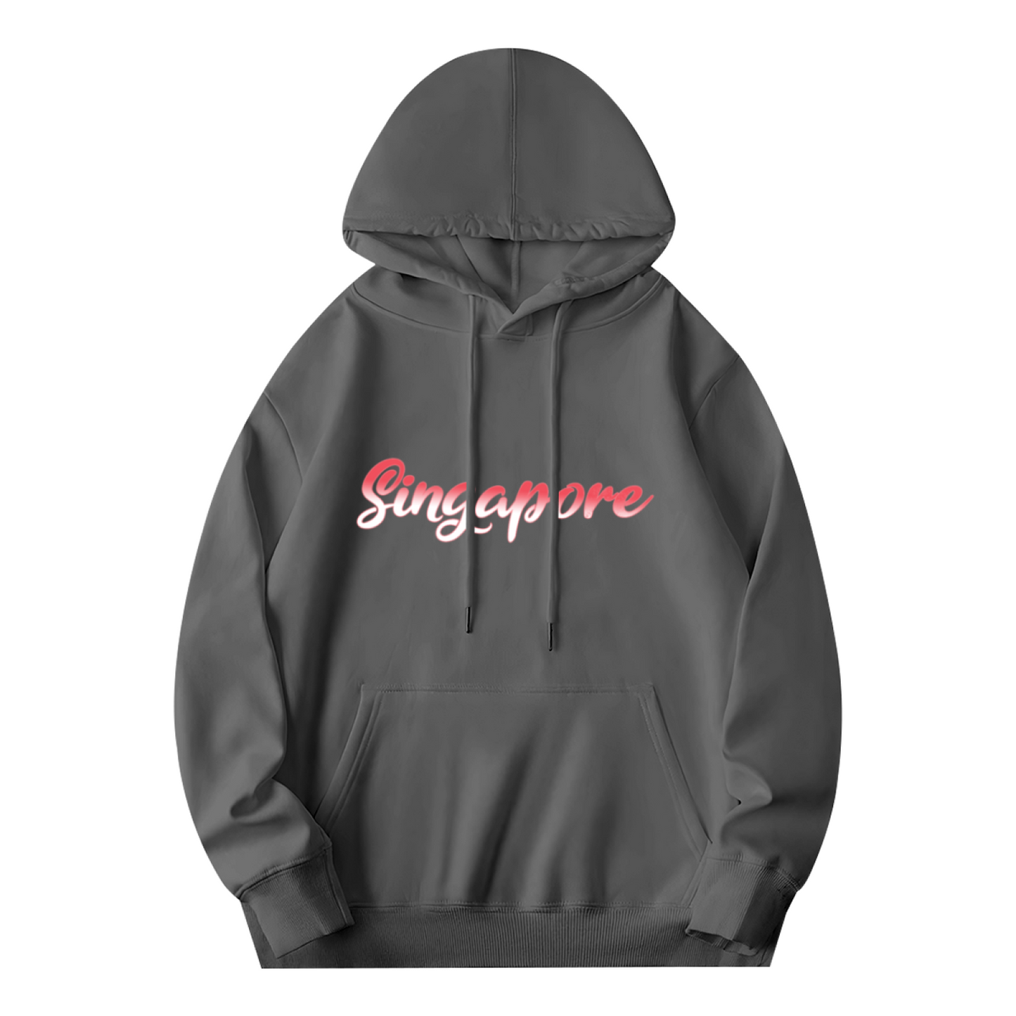 Gradient Singapore Letter Print Neutral Hoodie, Breathable Comfort City Top