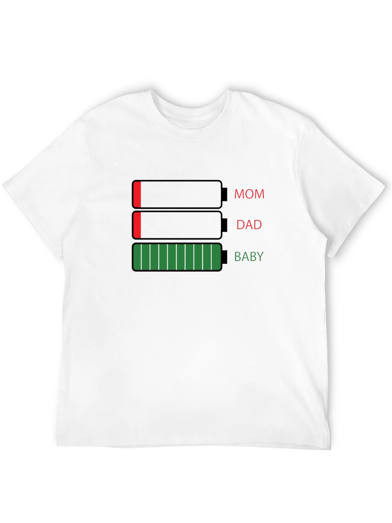 Battery Life Mom Dad Baby Black T-Shirt