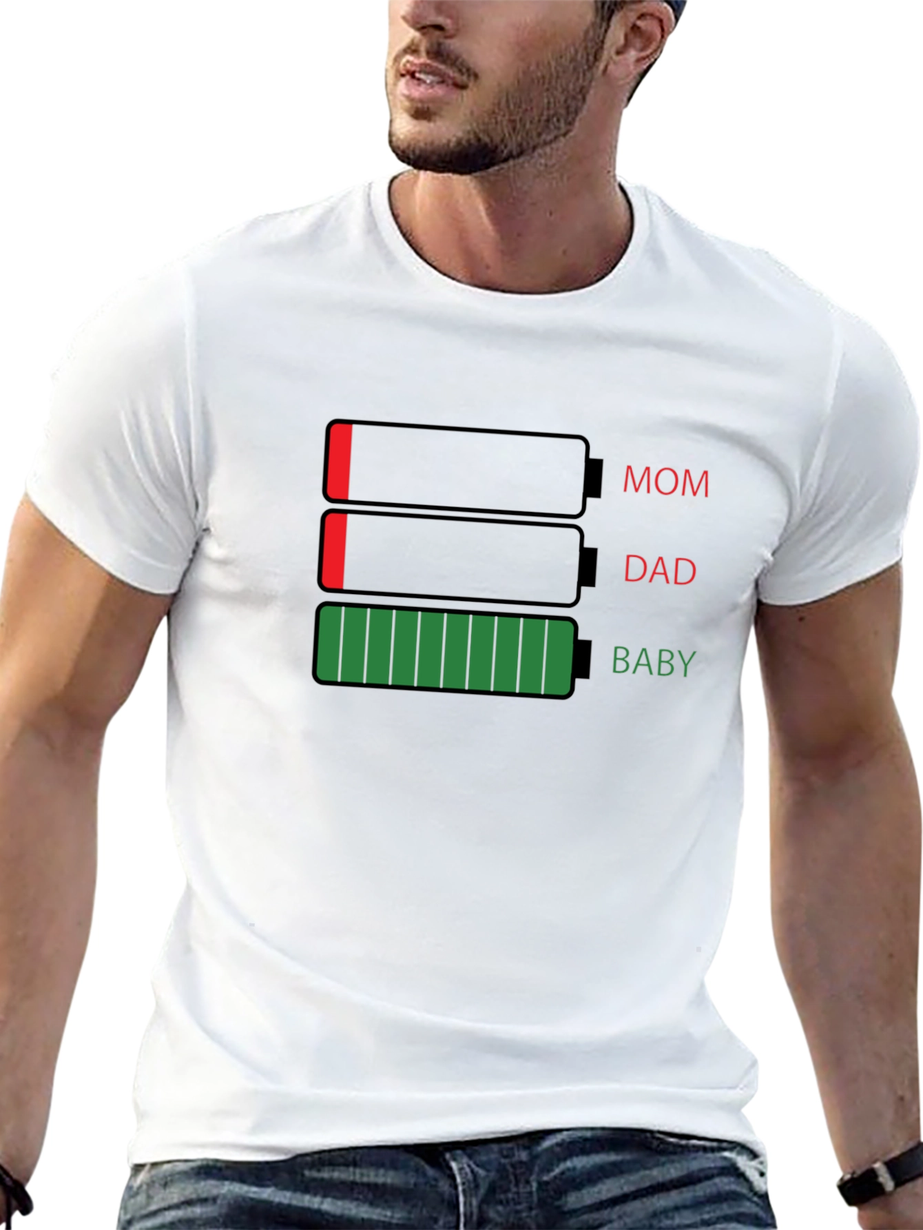 Battery Life Mom Dad Baby Black T-Shirt